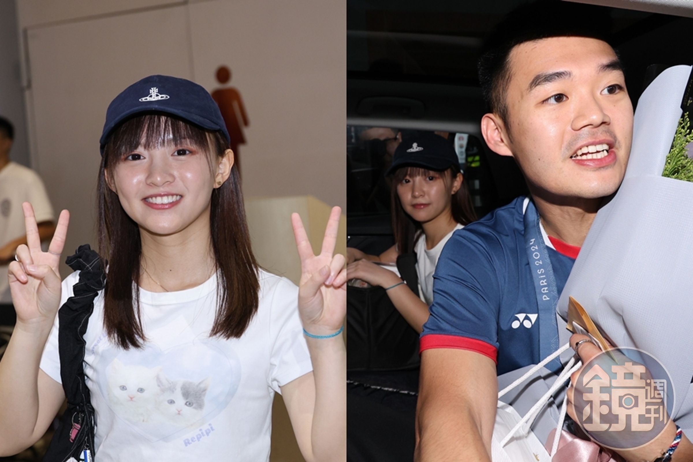 被媒體問及與王齊麟（右圖右）戀情，陳詩媛（左）首回應。