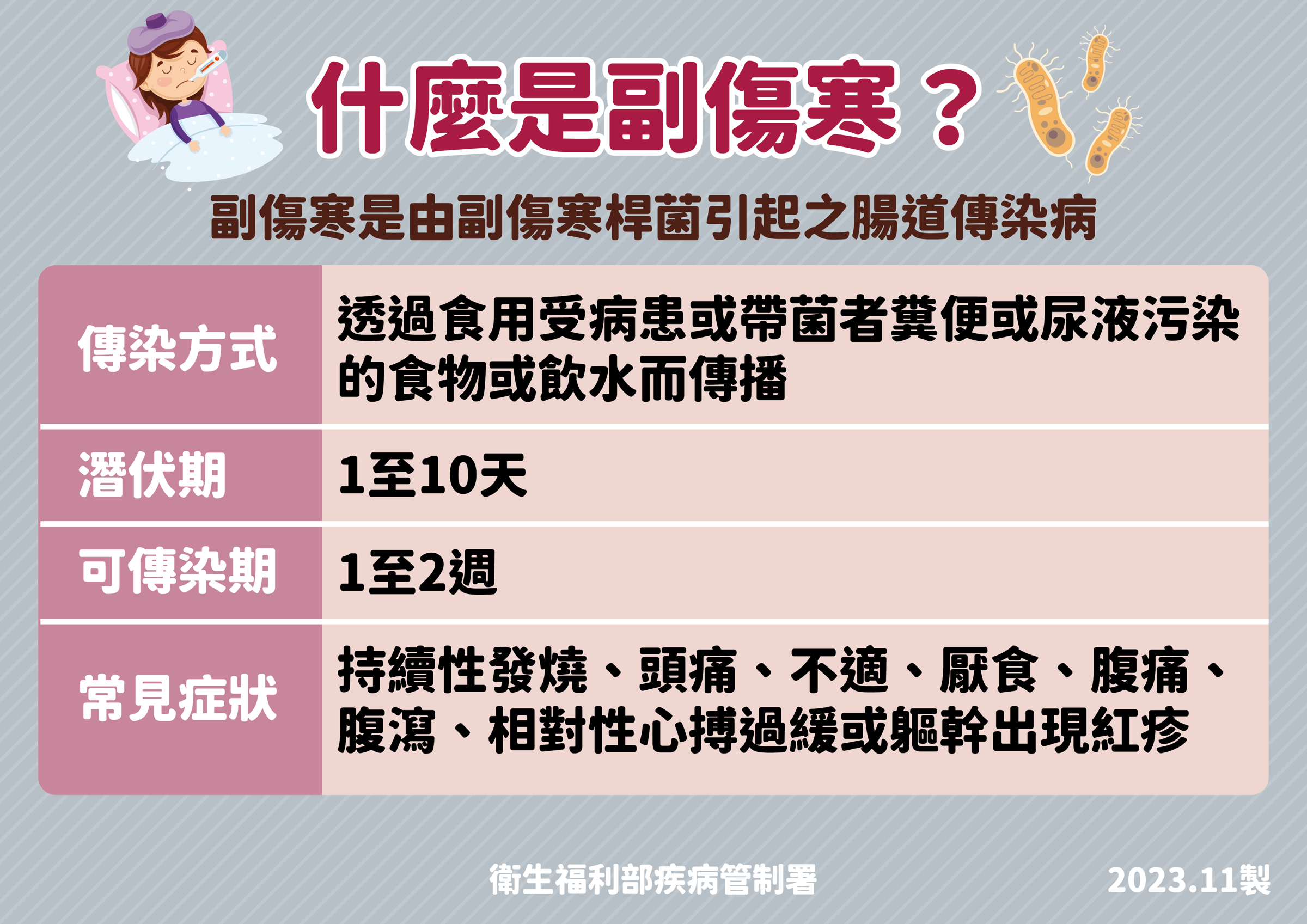疾管署說明副傷寒。(疾管署提供)