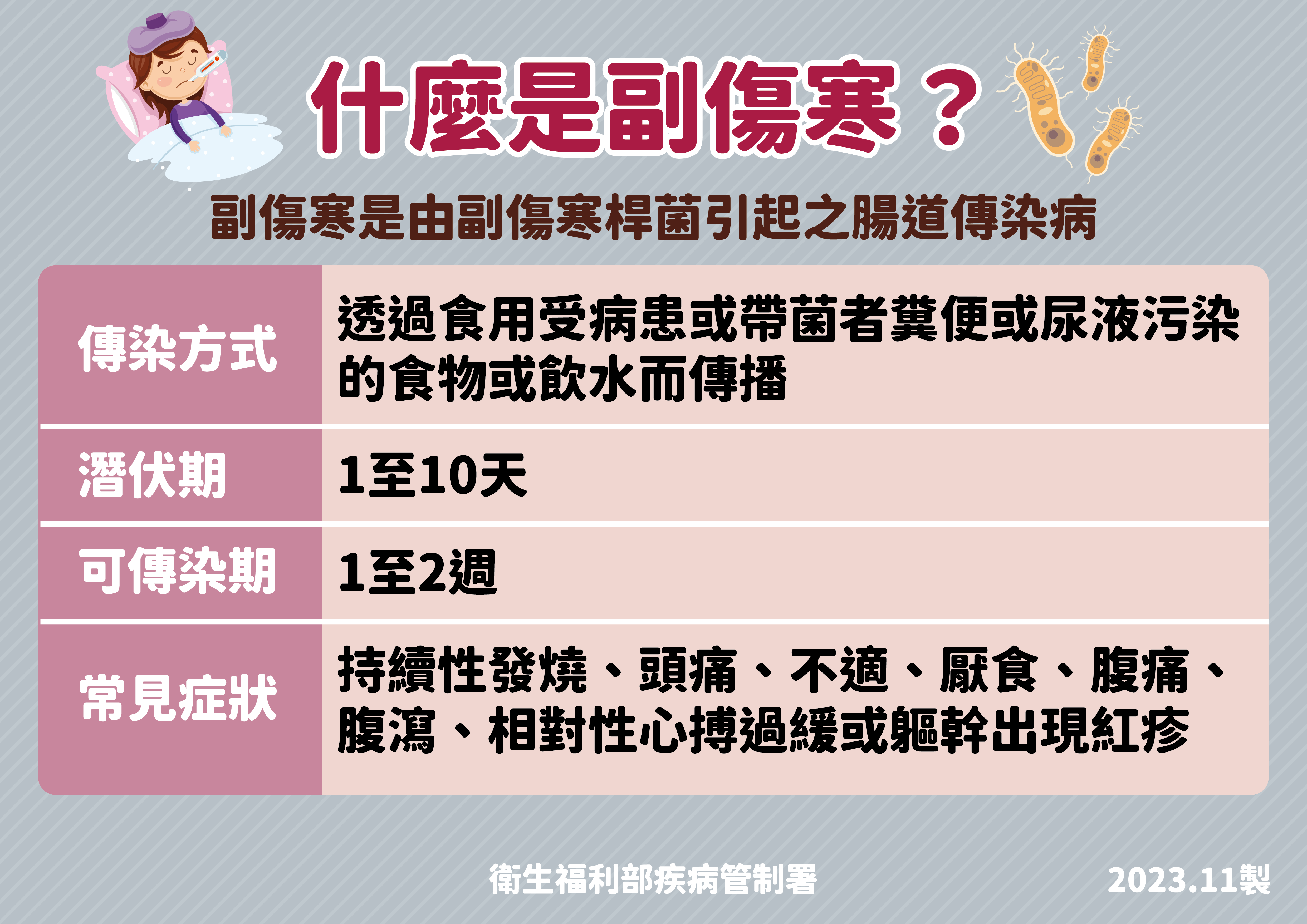 疾管署說明副傷寒。(疾管署提供)