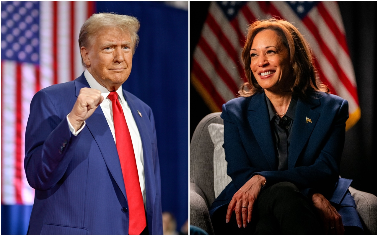 2024美國總統大選由共和黨川普對上民主黨賀錦麗，目前各州正持續開票中。（翻攝自川普／賀錦麗臉書）