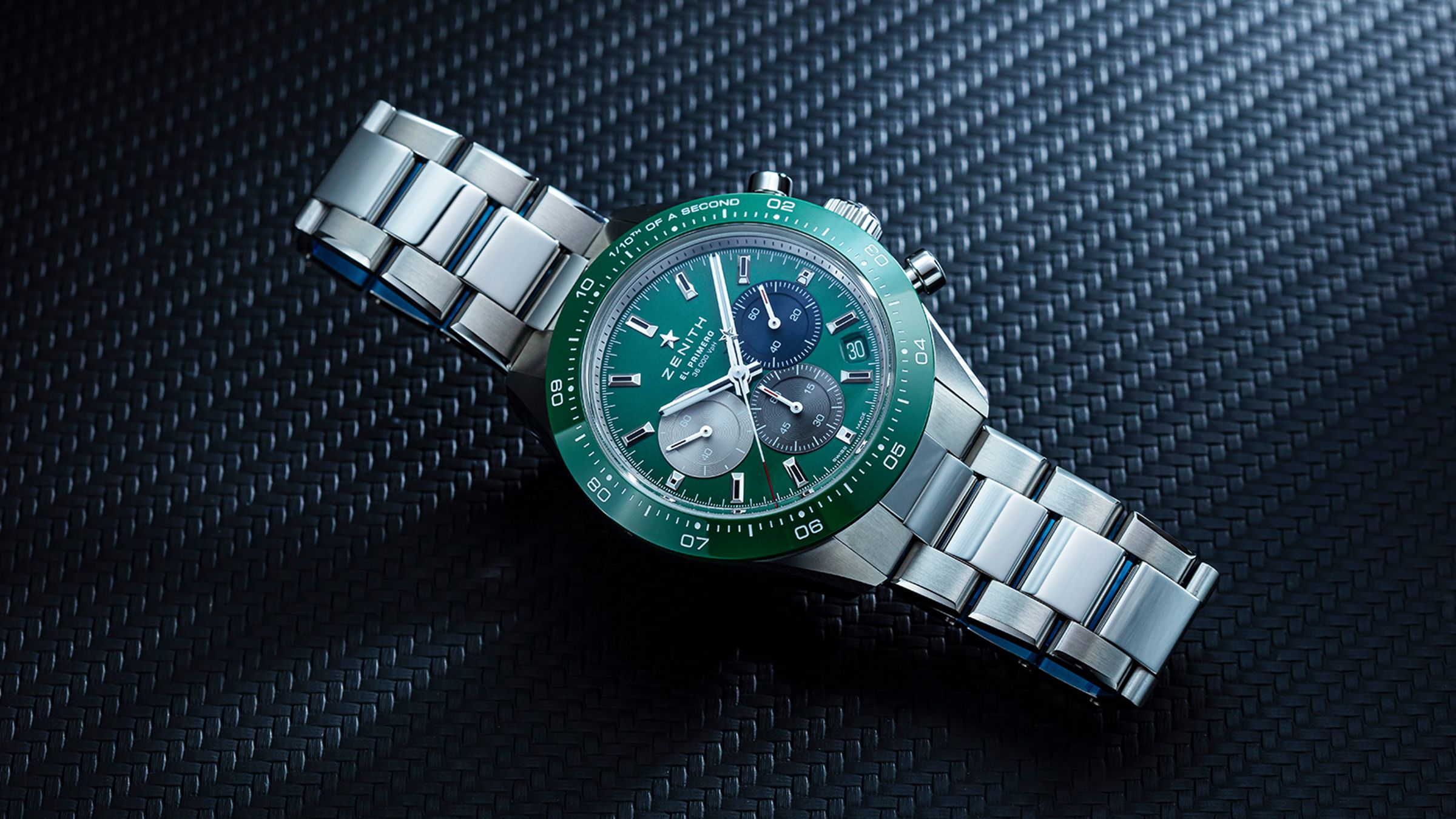 Chronomaster Sport Green｜錶徑41mm／不鏽鋼錶殼／時、分、小秒、日期指示；計時碼錶功能／El Primero 3600型自動上鍊機芯／防水100米／定價NTD 396,700