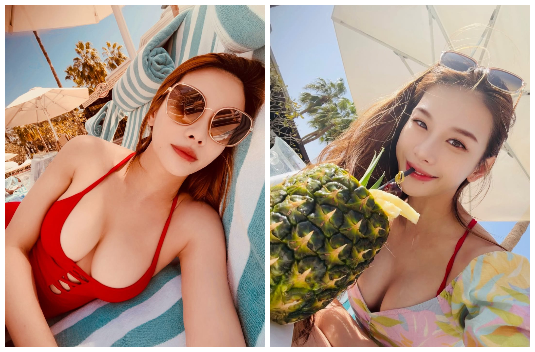 艾莉絲近日到杜拜度假,曬出泳裝辣照。(翻攝iris_1221_lily IG)