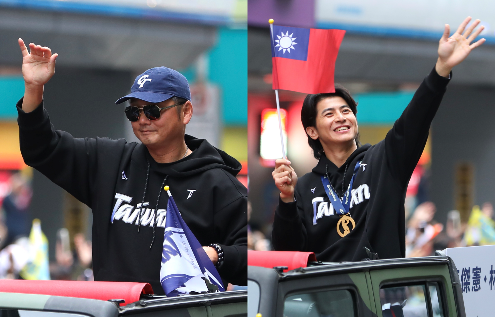 台灣隊昨日進行封街大遊行，左為總教練曾豪駒，右為隊長陳傑憲。