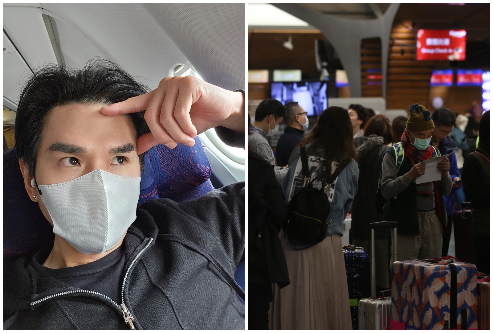 南跑道臨時整修3天，導致許多航班起降都受到影響。（合成照，翻攝自Kevin老師臉書／本刊資料照）