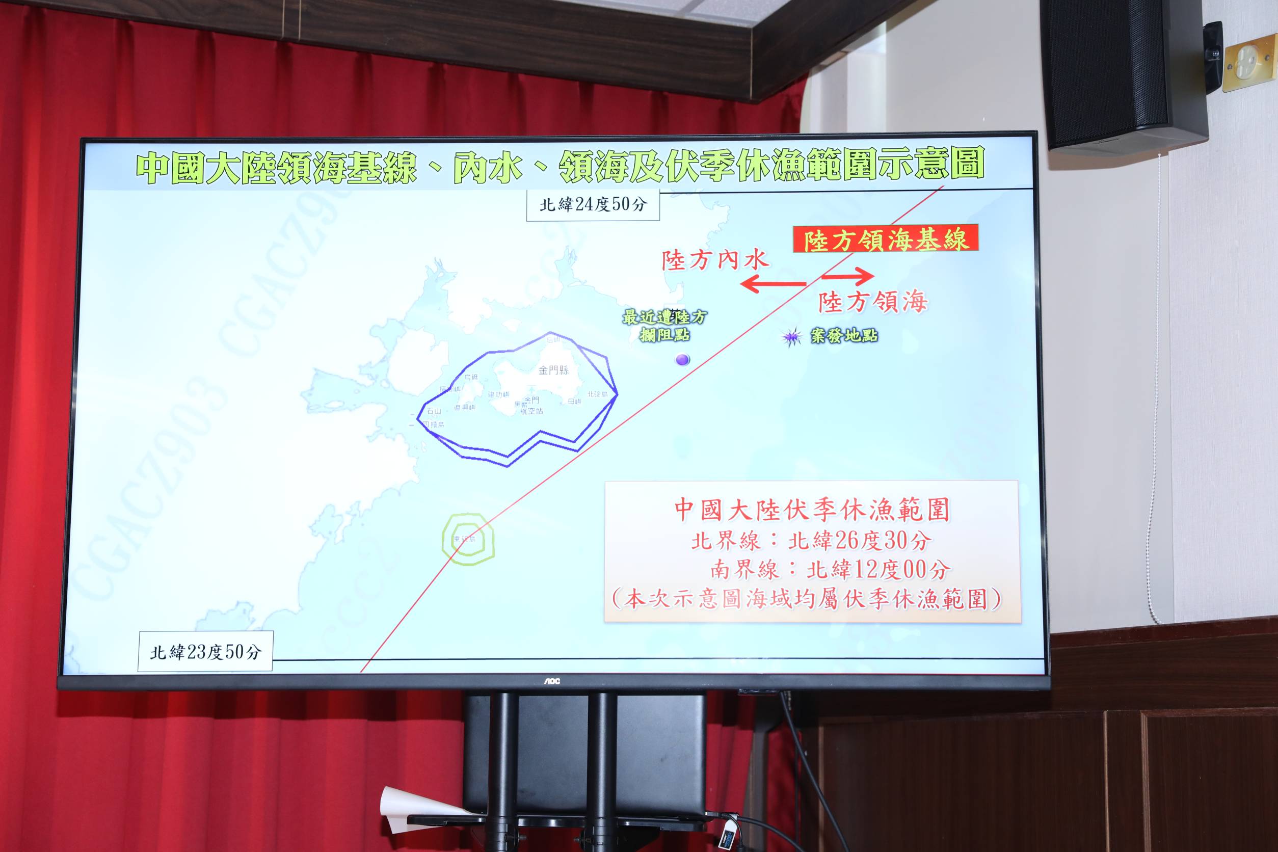 昨日我國海巡艇一度追到中國內水，不過怕衝突升高撤退。