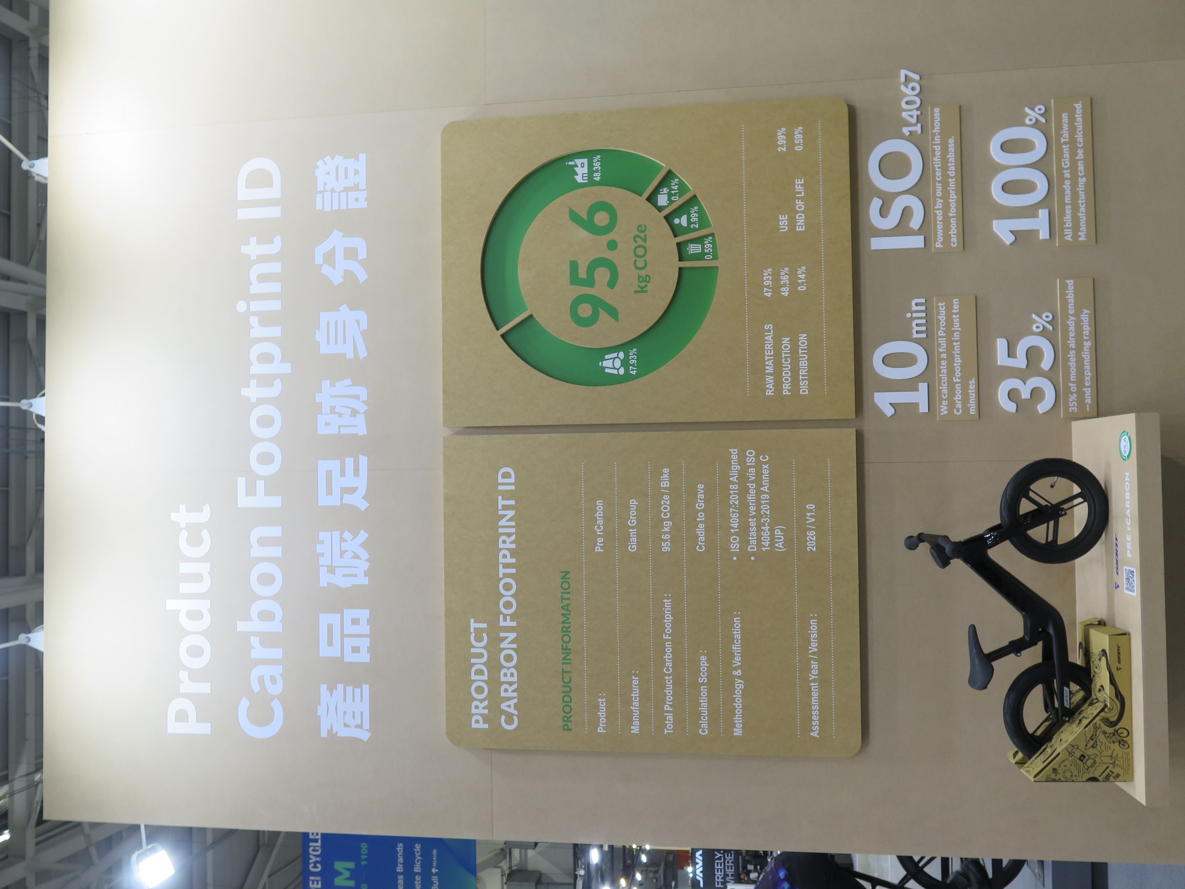 巨大推出產品的碳足跡身分證。