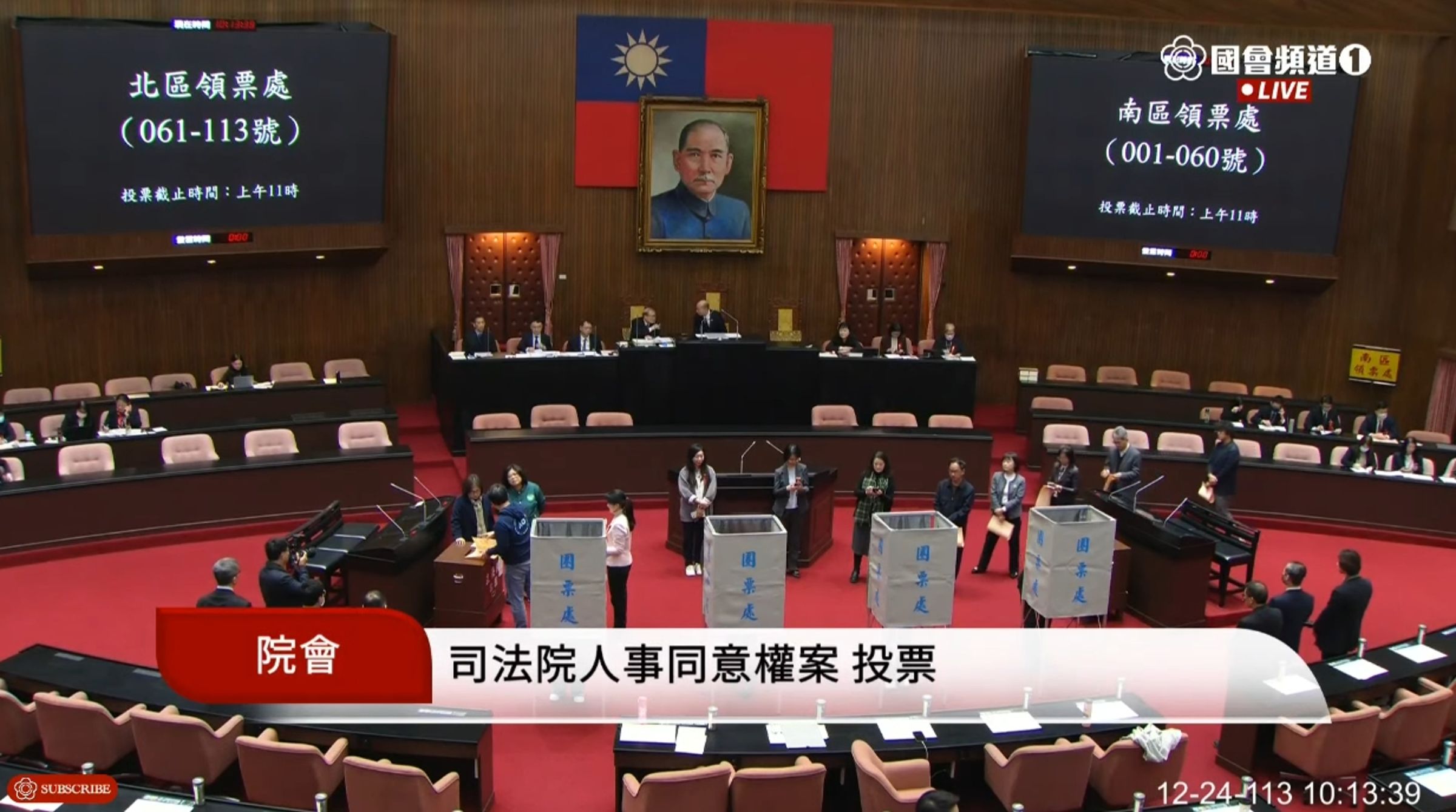 立法院今針對司法院人事同意權案進行投票。(翻攝自國會頻道)