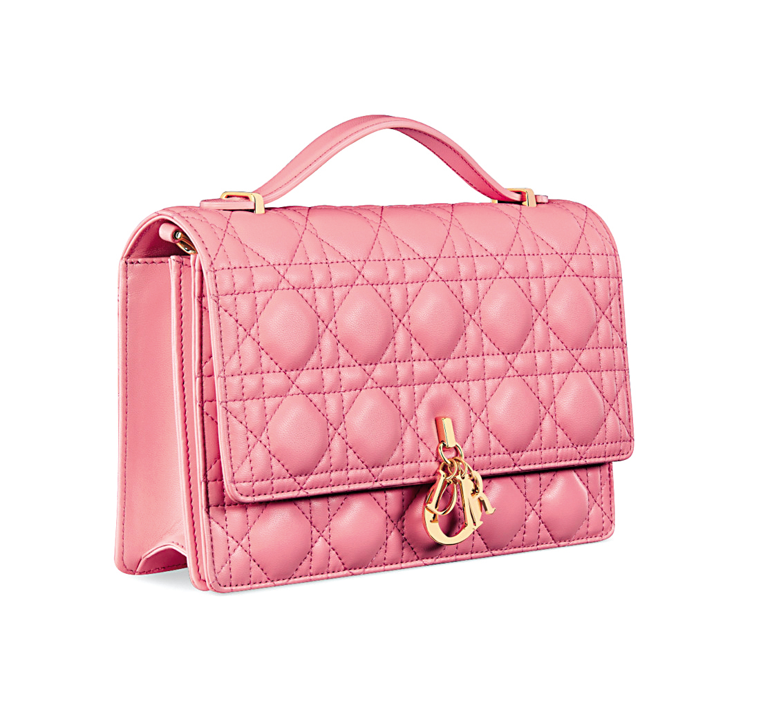 Miss DIOR粉色籐格紋小羊皮提包。NT$125,000(DIOR提供)