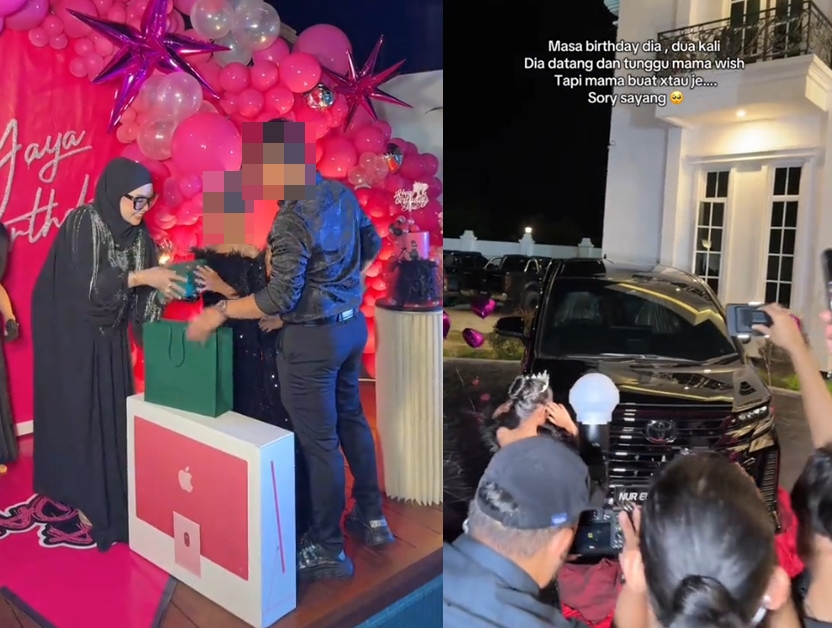 馬來西亞女富商法哈娜‧查哈替11歲的女兒辦豪華慶生派對，送上許多奢華精品當禮物。（翻攝抖音@farhanazahra91）