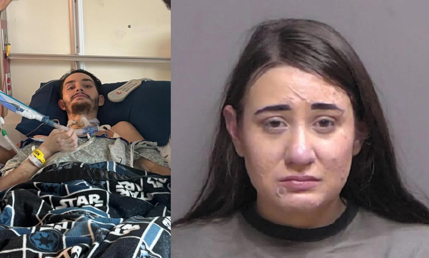 沃特曼與女友蒙比發生口角,女方一氣之下開車撞樹。(翻攝自臉書)