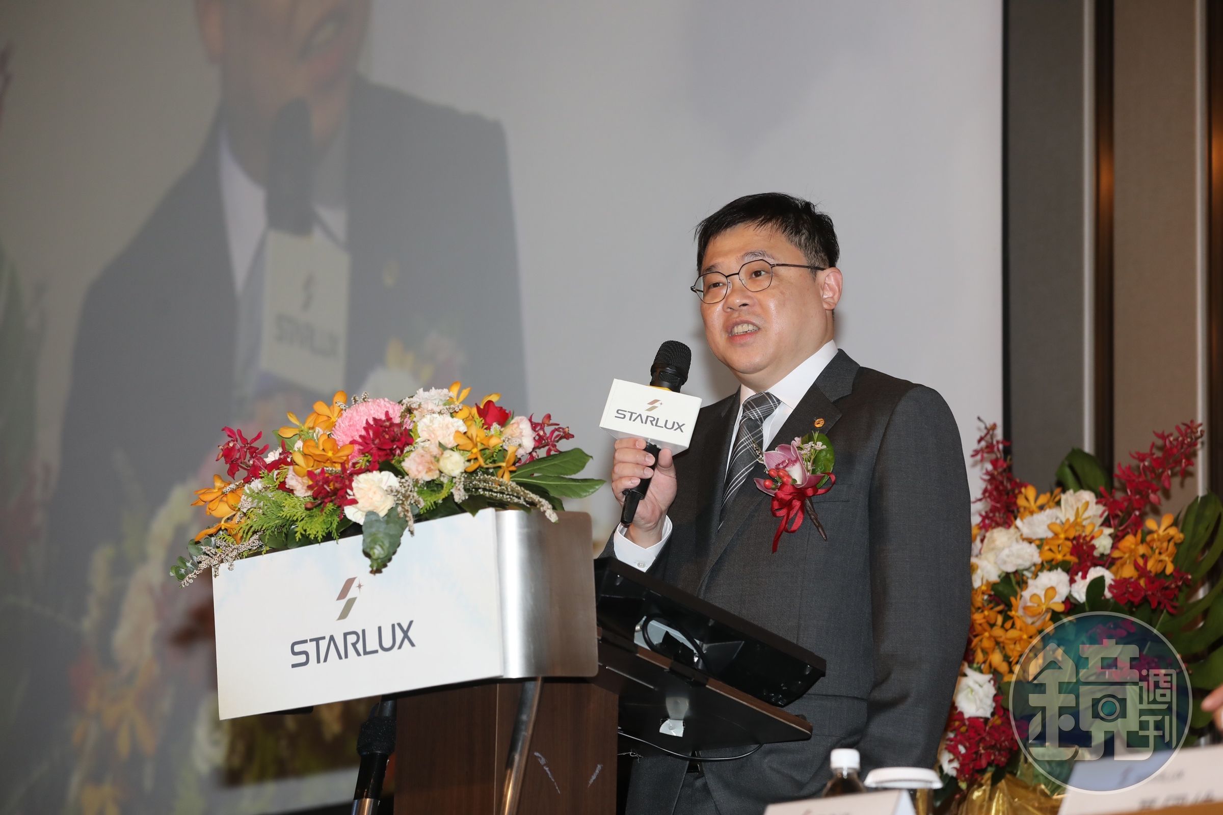 張國煒今天在星宇航空上市前業績發表會上發表感性談話。