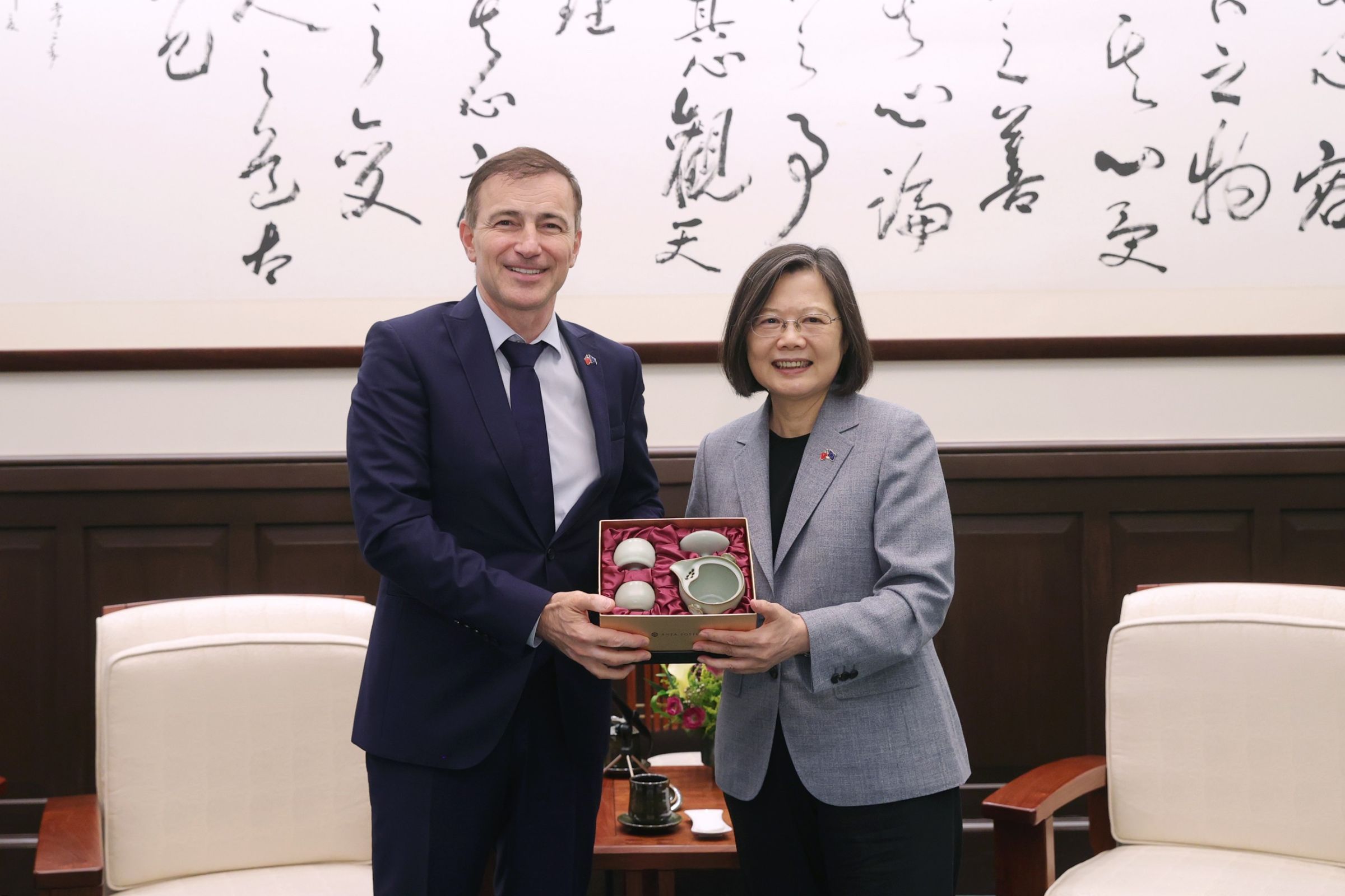 蔡英文接見歐洲議會友台小組第一副主席柯契夫訪問團。（總統府提供）