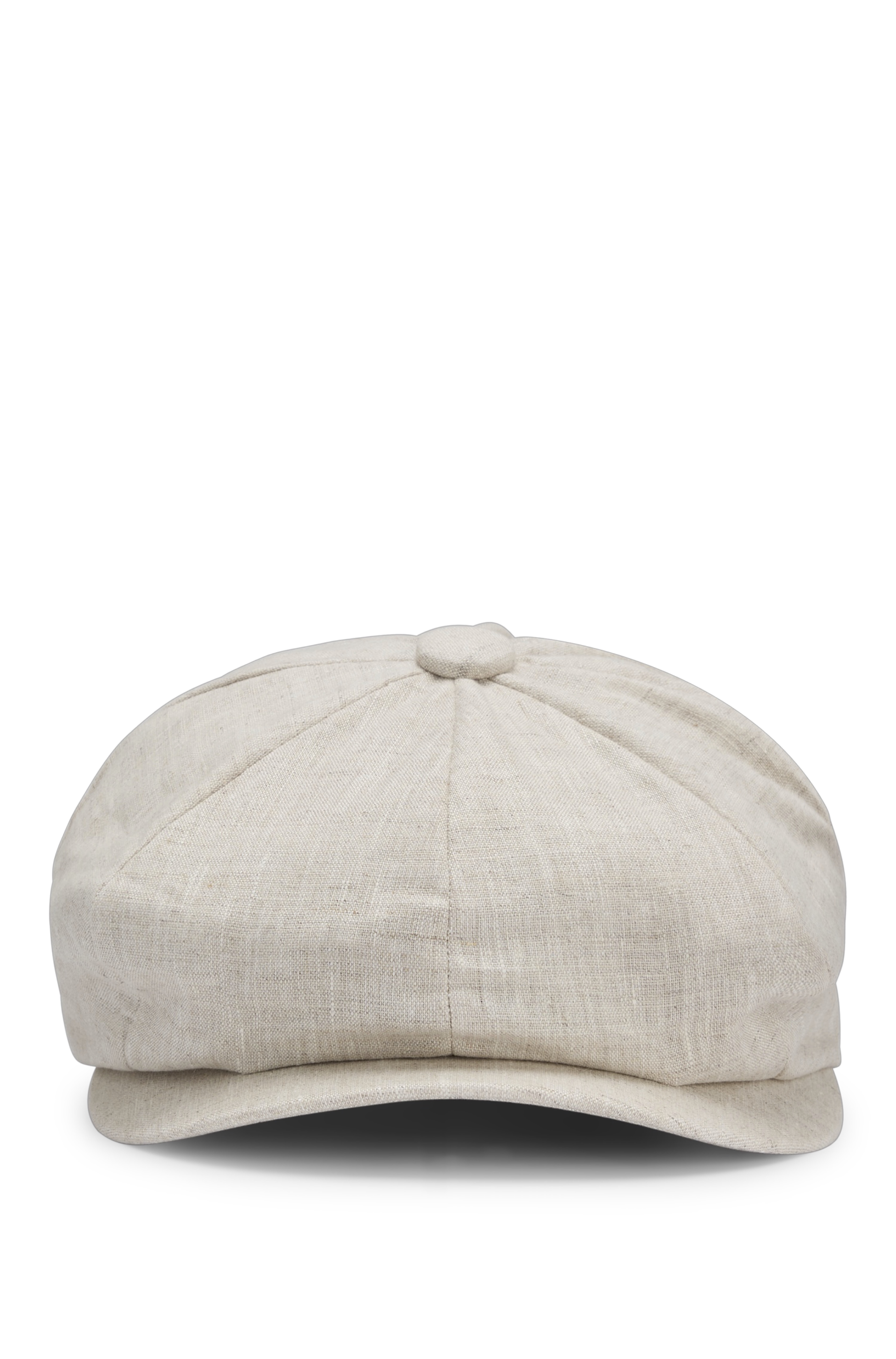 BECKHAM x BOSS系列米色亞麻報童帽。NT$3,500（BOSS提供）