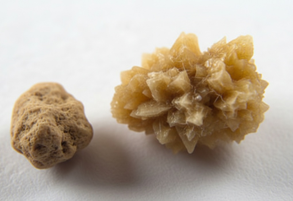 義大利有竊賊闖空門在公寓內偷走看似裝有黃金的寶盒,結果屋主返家發現,被偷的只是他的腎結石,圖為腎結石示意圖。(AI生成圖)