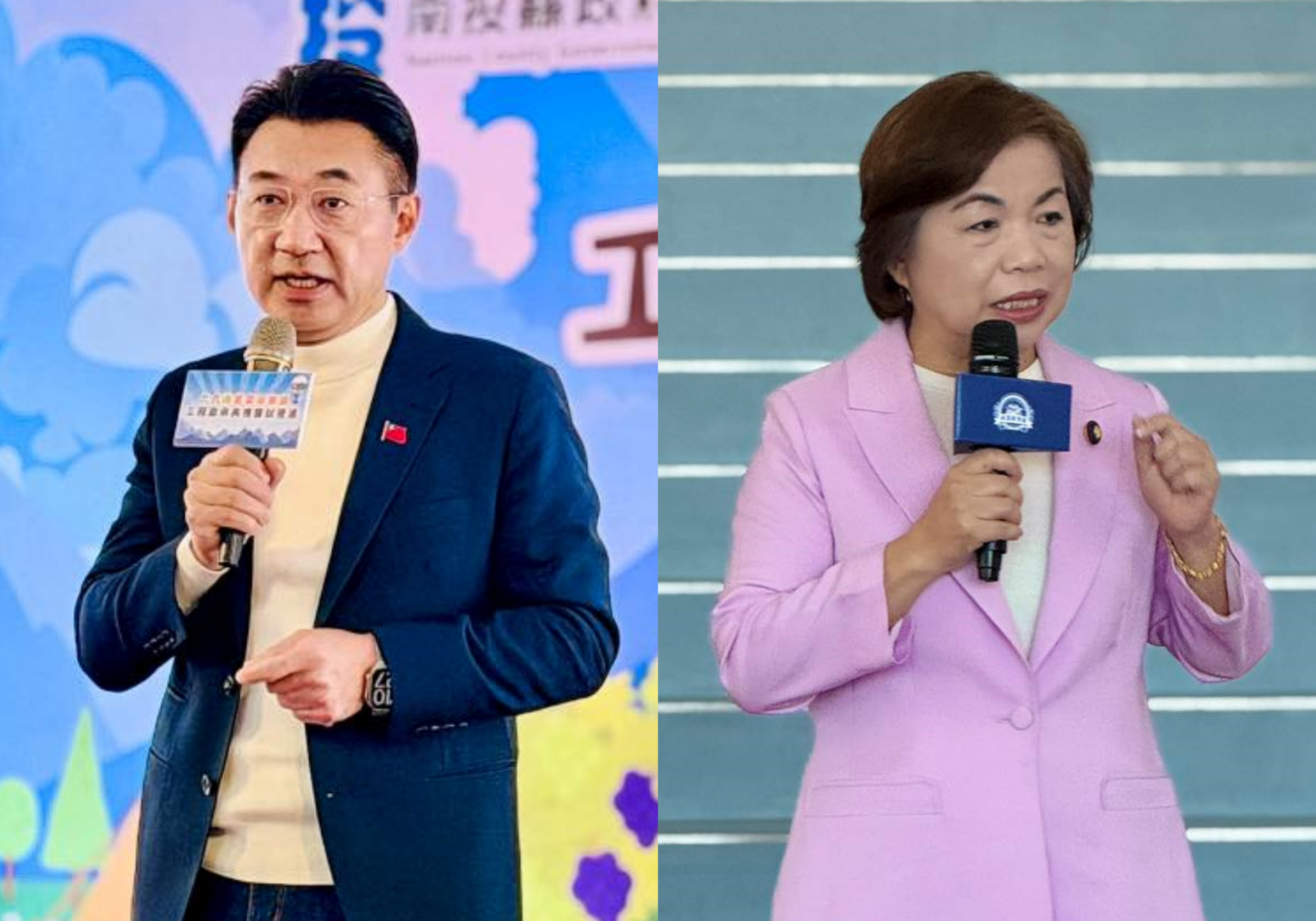 藍營提名台中市長參選人暗藏角力，左為有意參選的立法院副院長江啟臣，右為立委楊瓊瓔。（合成圖，翻攝臉書）