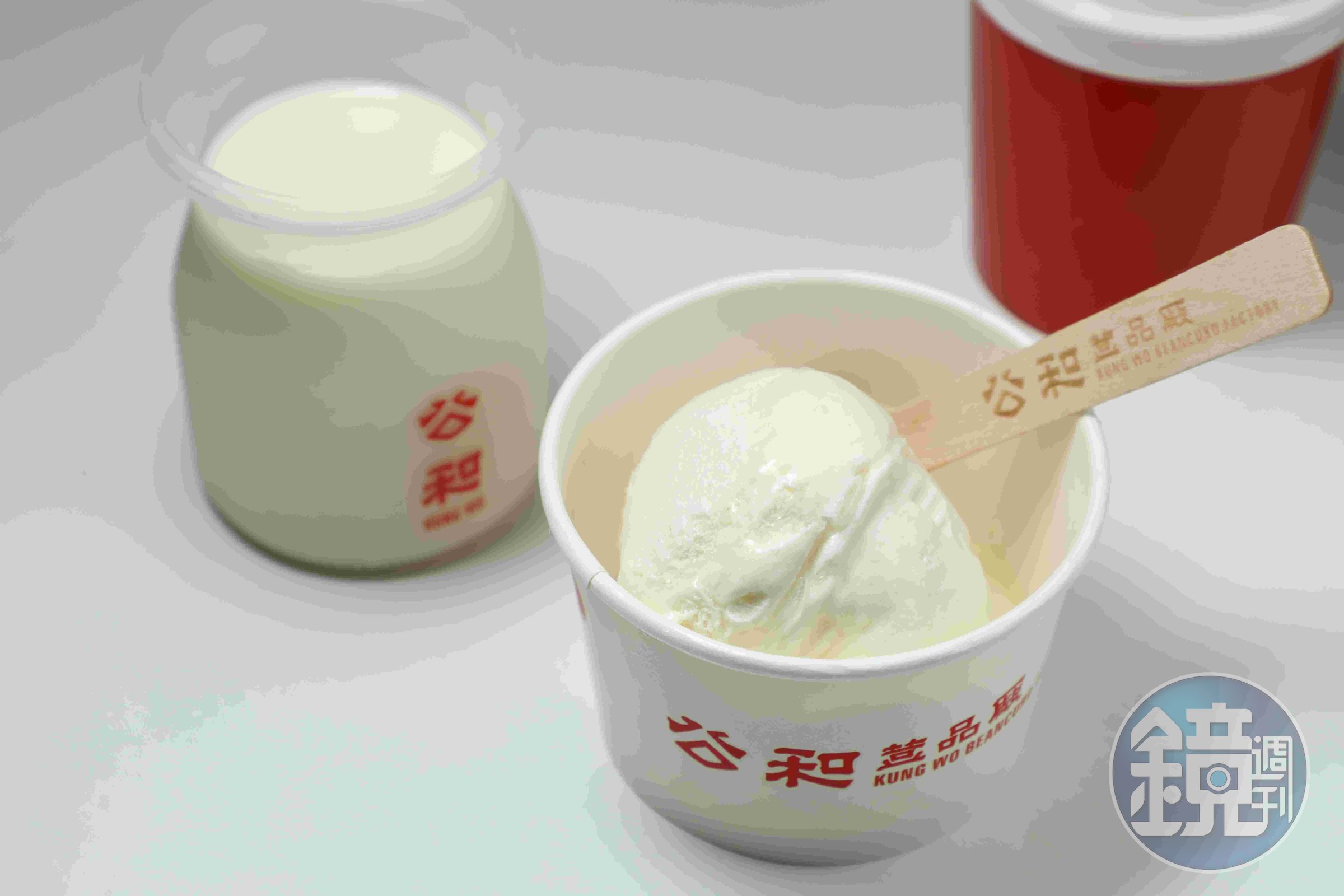 公和也推出以豆腐為基底的甜品如「薑糖荳腐雪糕」（前，港幣14元／小碗，約NT$56）、「荳腐奶凍」（後，港幣18元／小碗，約NT$73）。
