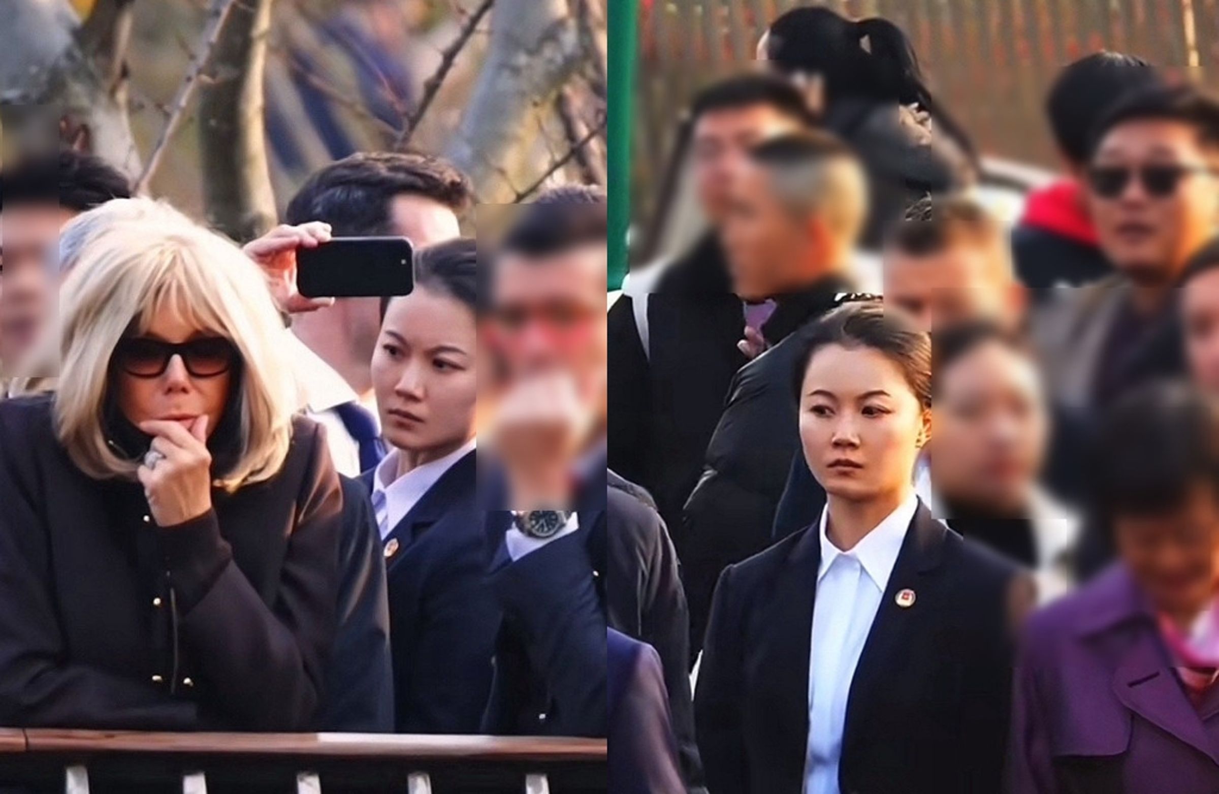 中國女隨扈徐瑾因眼神銳利、外表英姿颯爽,引發網友高度關注討論。(翻攝微博)
