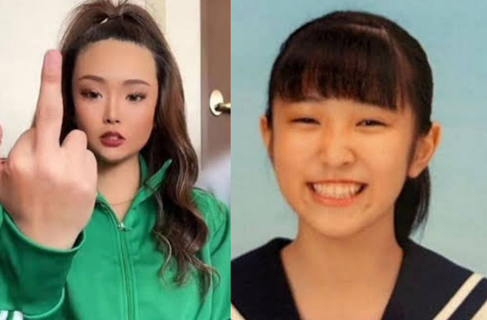 主嫌內田梨瑚(左)因不滿女高中生村山月(右)將她的用餐照外流到網上,竟強押對方逼跳橋,最後更親手把少女推下橋。(翻攝X@ariken_News)