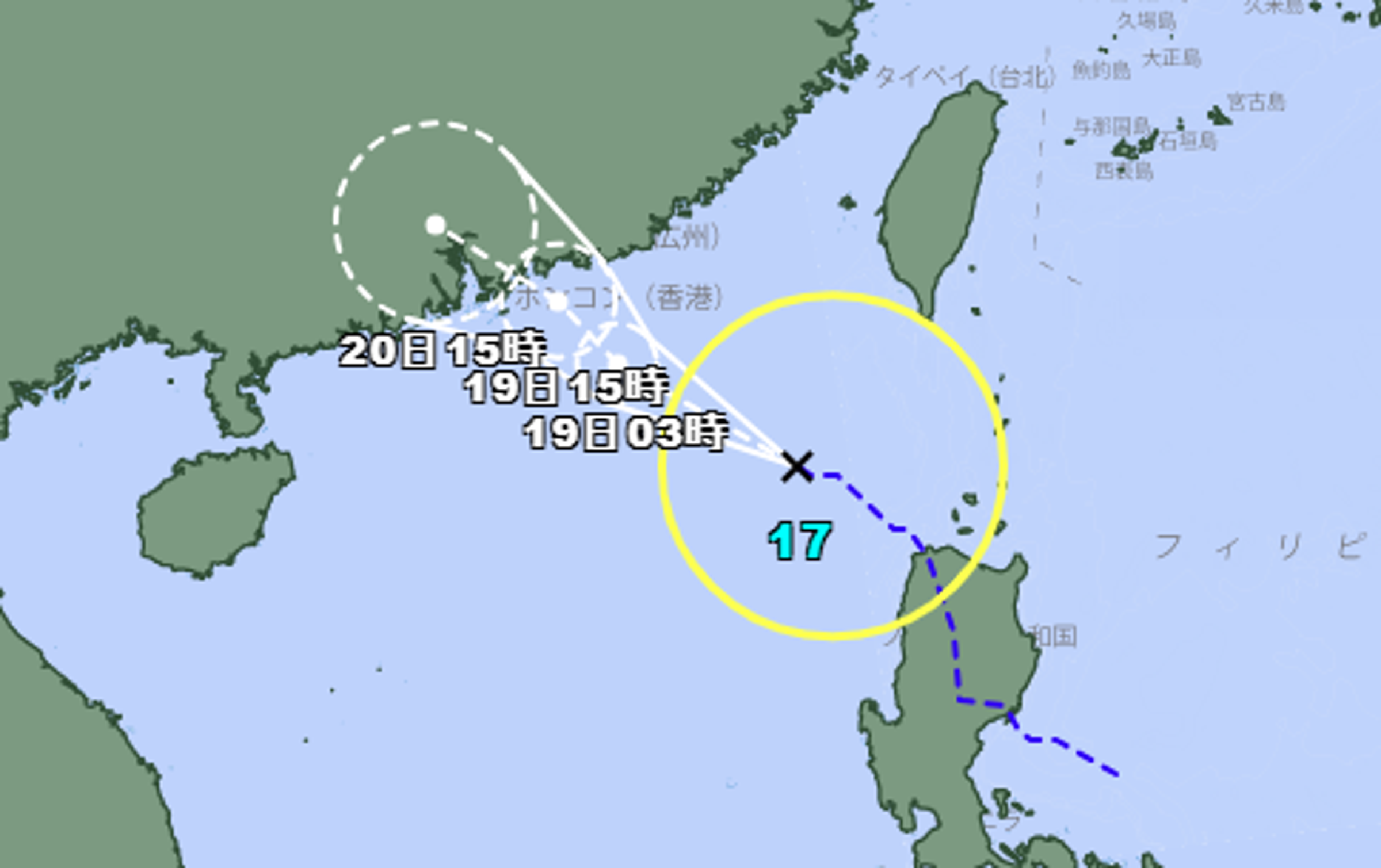 日本氣象廳18日下午3時發布，今年第17號颱風米塔已正式生成。（翻攝日本氣象廳）