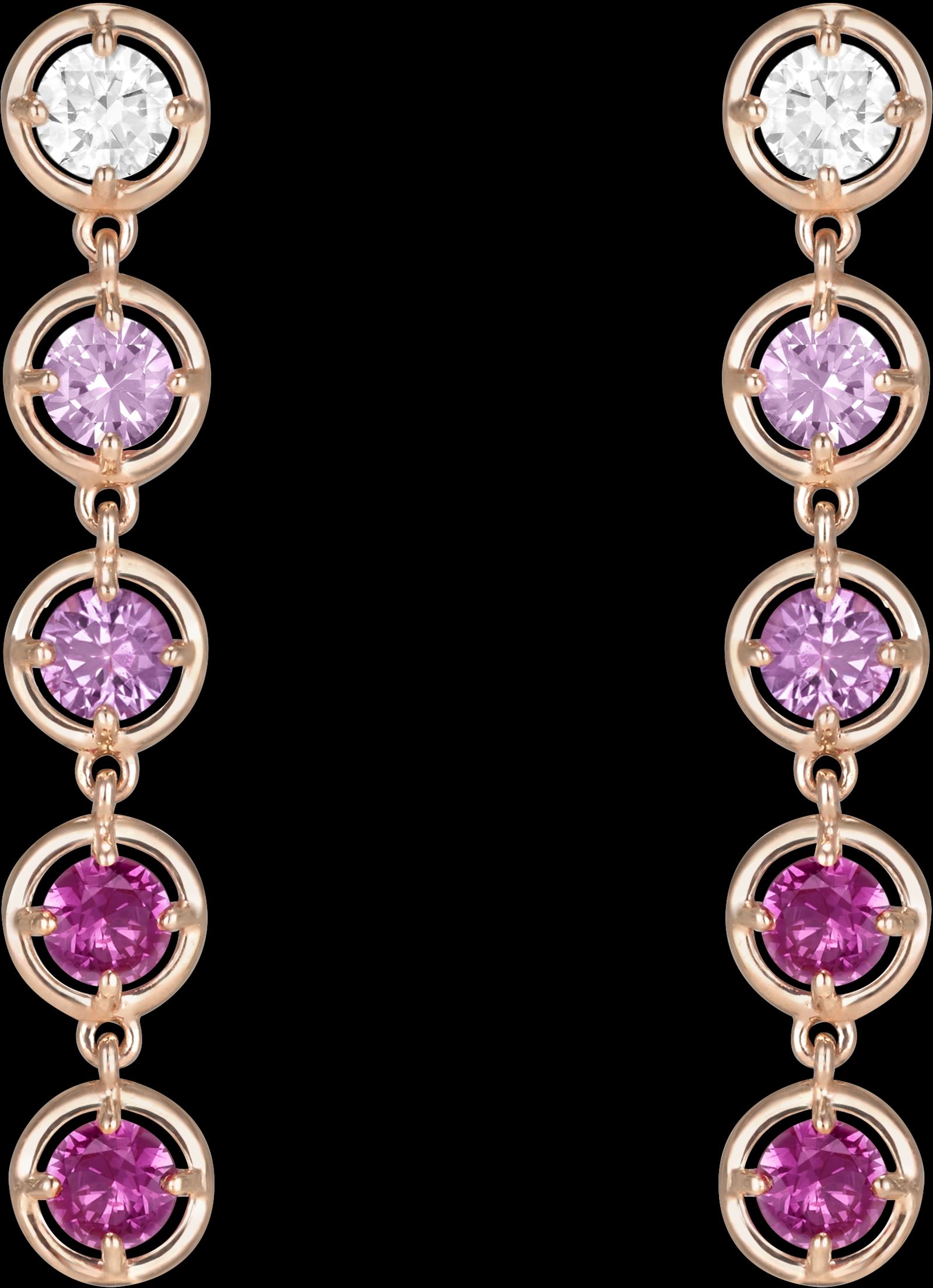 Palmyre耳環，1行設計（玫瑰金、粉紅色藍寶石、鑽石）。（Van Cleef &amp; Arpels提供）