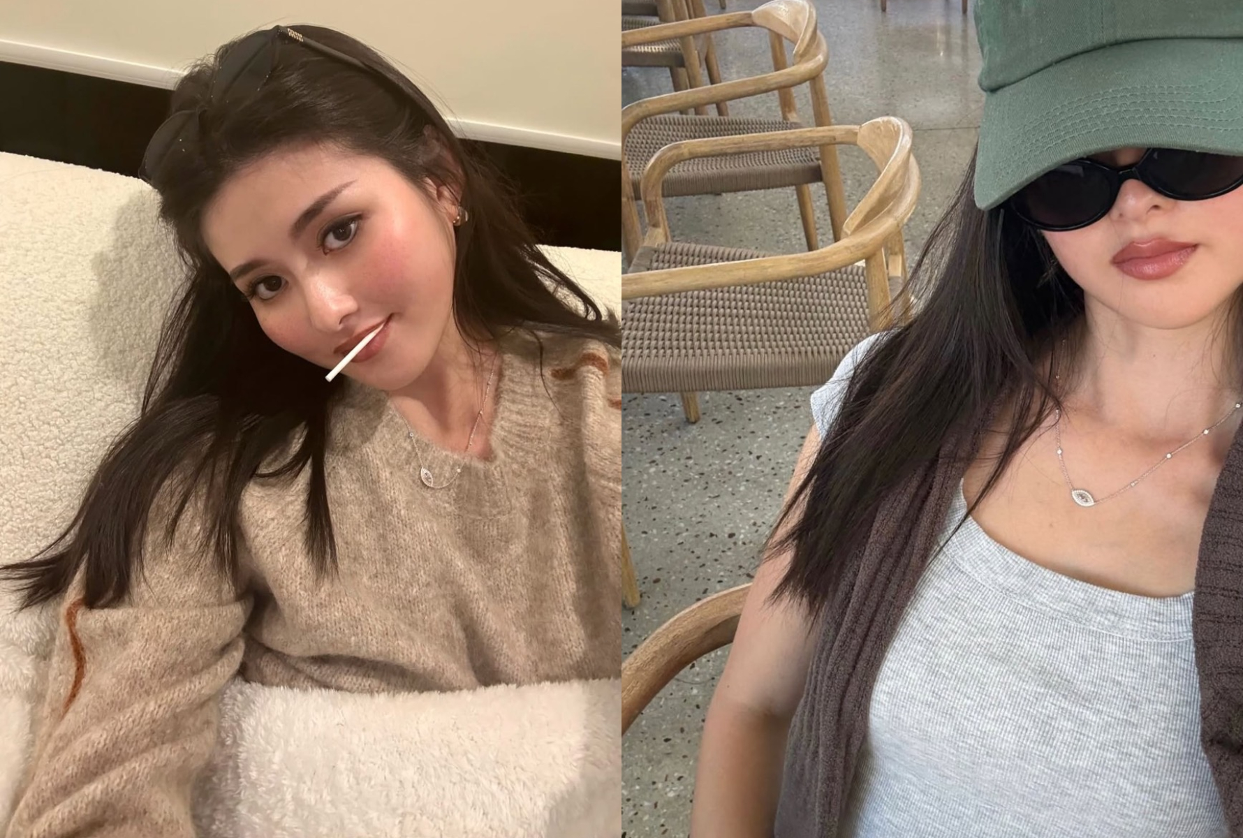 廖思惟分享近照，透露脖子上的項鍊是外婆特別訂製送給她的。（翻攝廖思惟IG、小紅書）