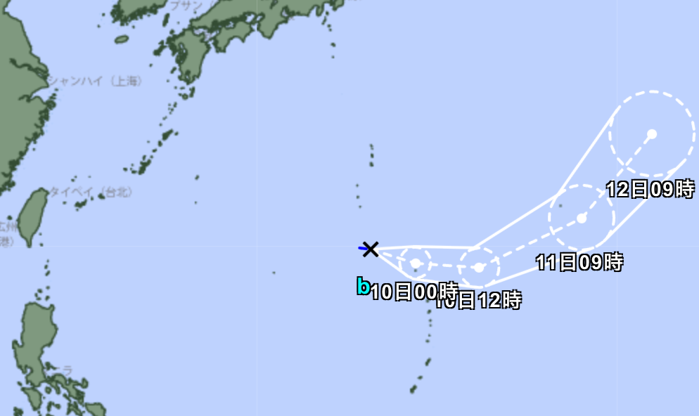 又有1個熱帶性低氣壓在今日上午9時,形成在太平洋海面。(翻攝自日本氣象廳)