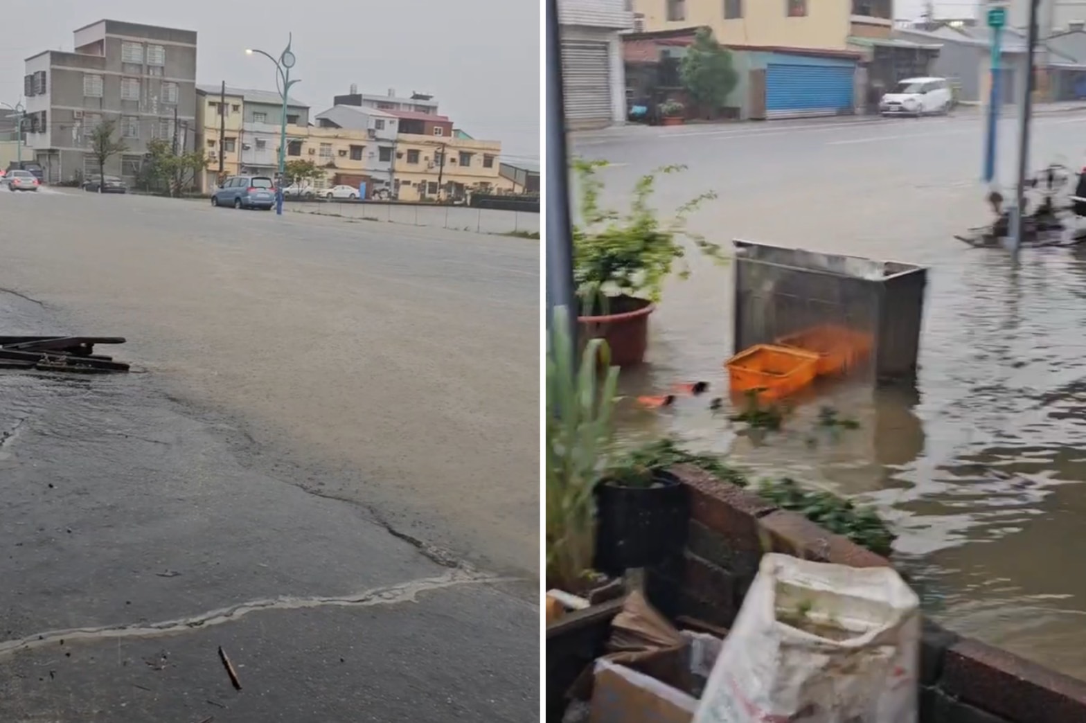 嘉義縣淹水災情。（翻攝記者爆料網）