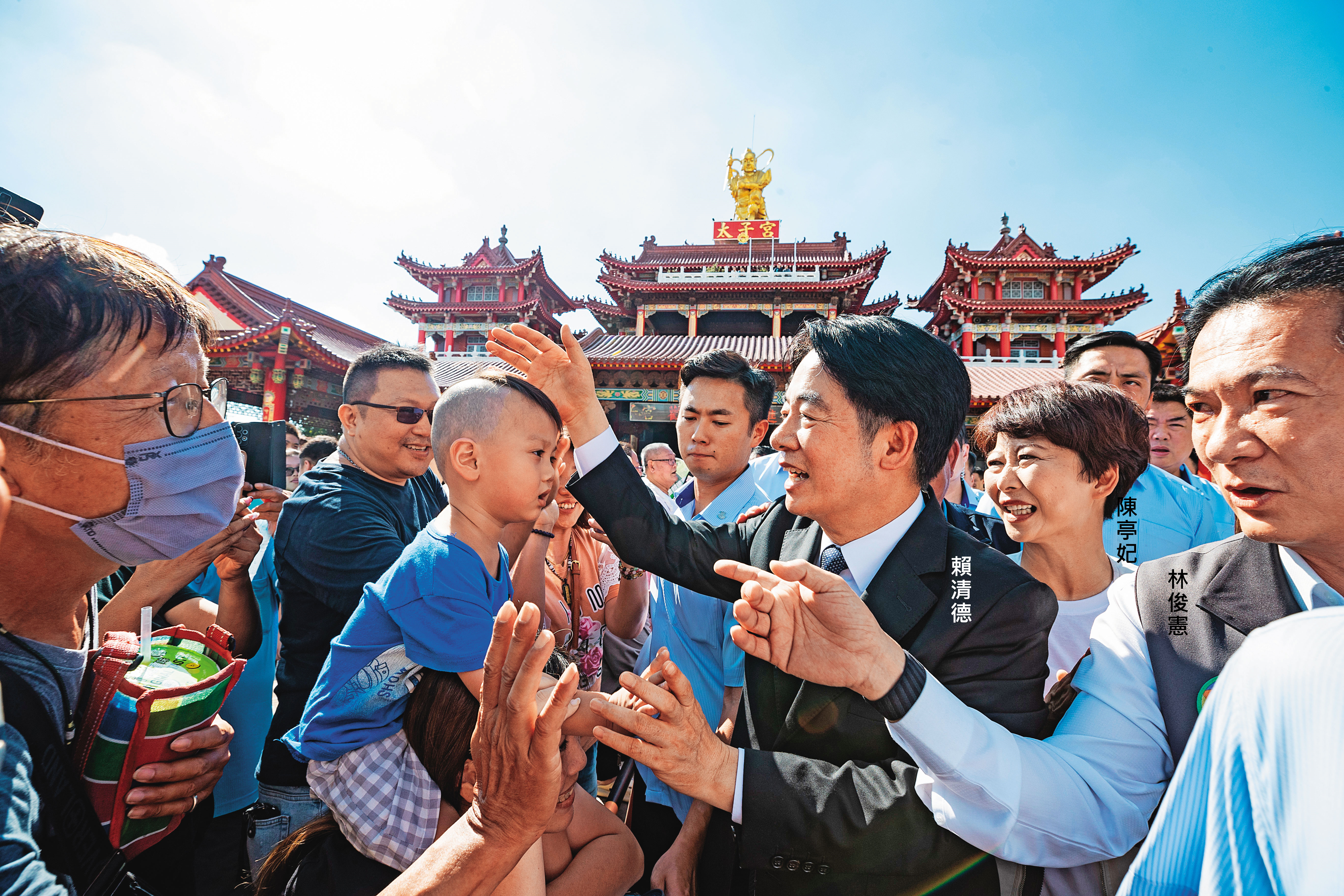 賴清德在台南的支持意向至關重要，2名潛力選將都主打「信賴」口號。（總統府提供）