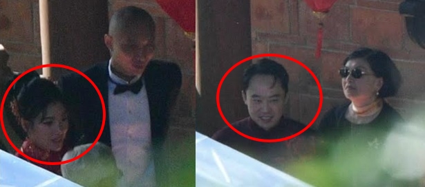 薄瓜瓜（右圖紅圈者）和許惠瑜（左圖紅圈者）的婚禮，今日在新竹舉辦。