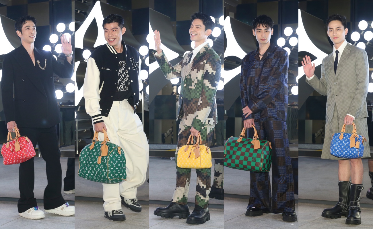（左起）劉以豪、王柏傑、林柏宏、章廣辰、范少勳受邀出席LOUIS VUITTON男裝快閃店開幕派對活動。