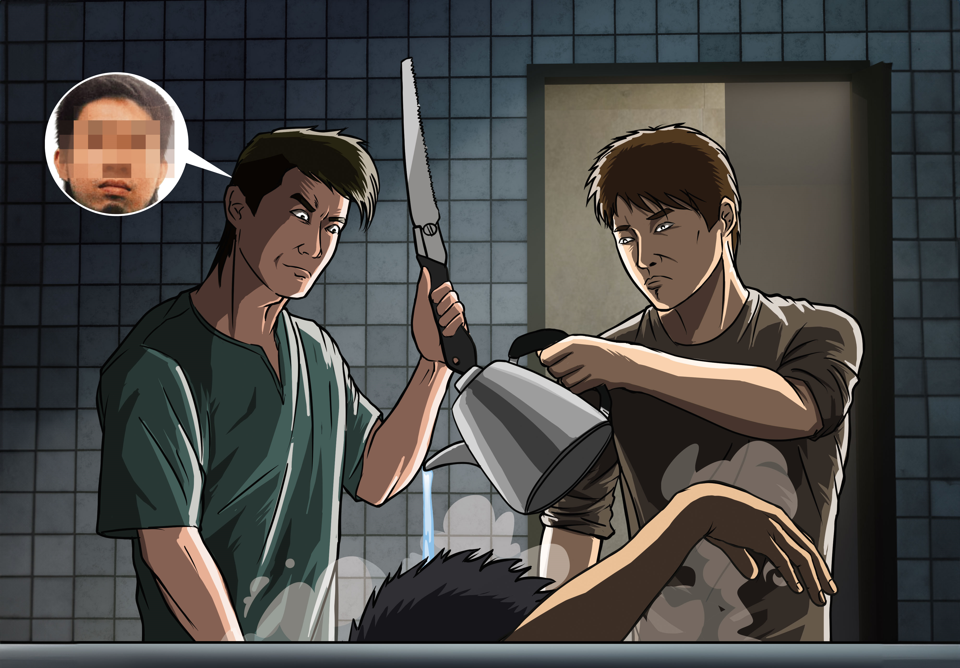 黃姓凶手（左）找林姓實習醫師（右）協助分屍，為減少血水流出，林還用熱水澆淋屍體。