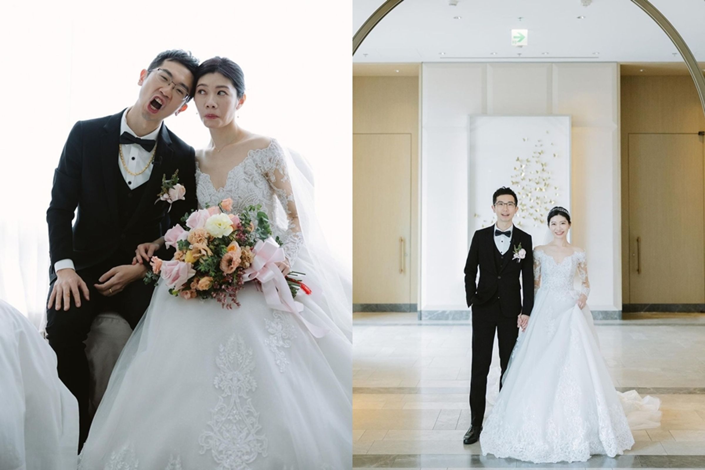 蒼藍鴿與老婆拍照不忘做鬼臉,十分可愛。(翻攝自@ohhiyao_photography IG)