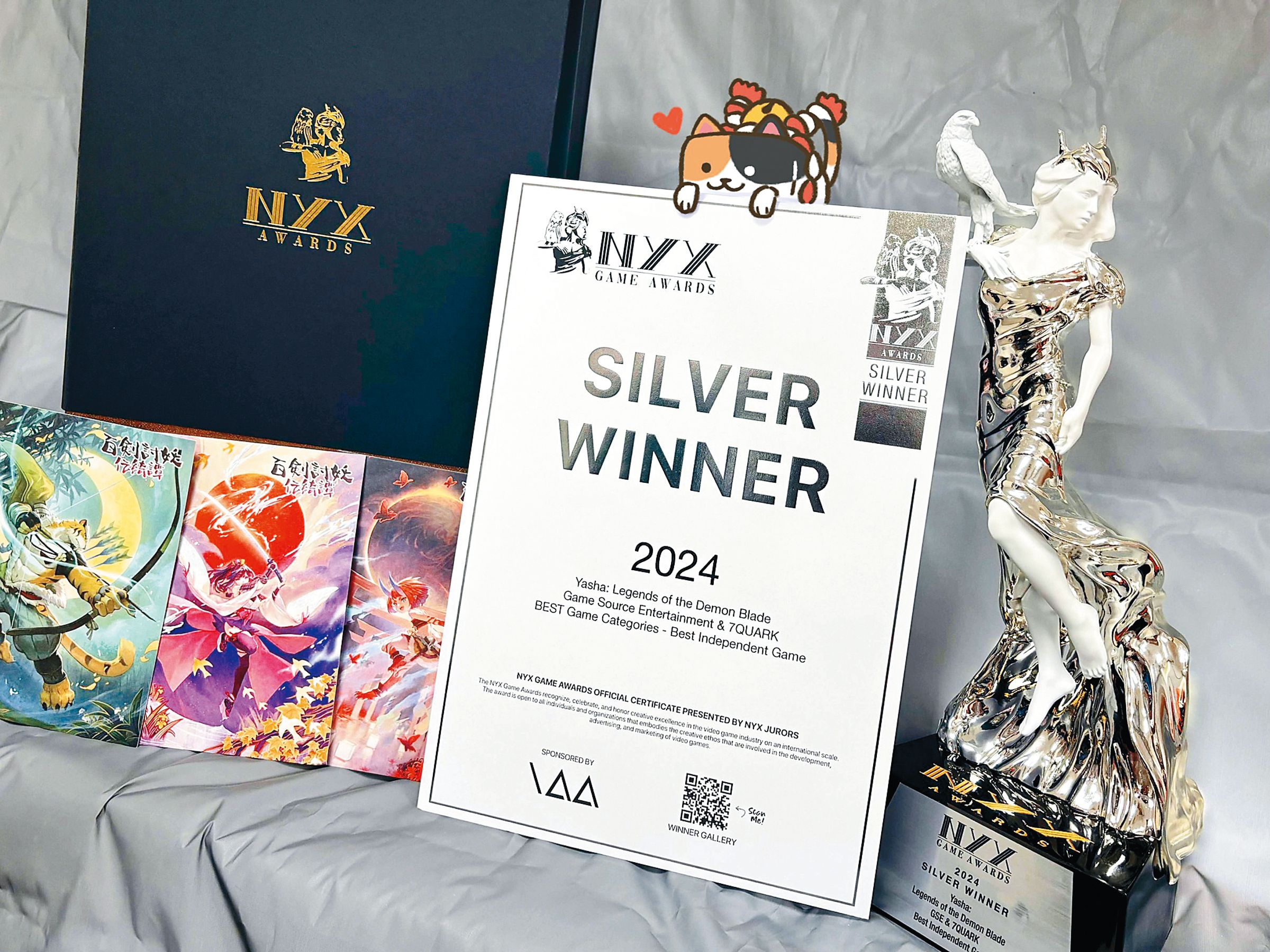《百劍討妖傳綺譚》去年獲得NYX Game Awards「最佳獨立遊戲」銀獎。(翻攝自7QUARK臉書)