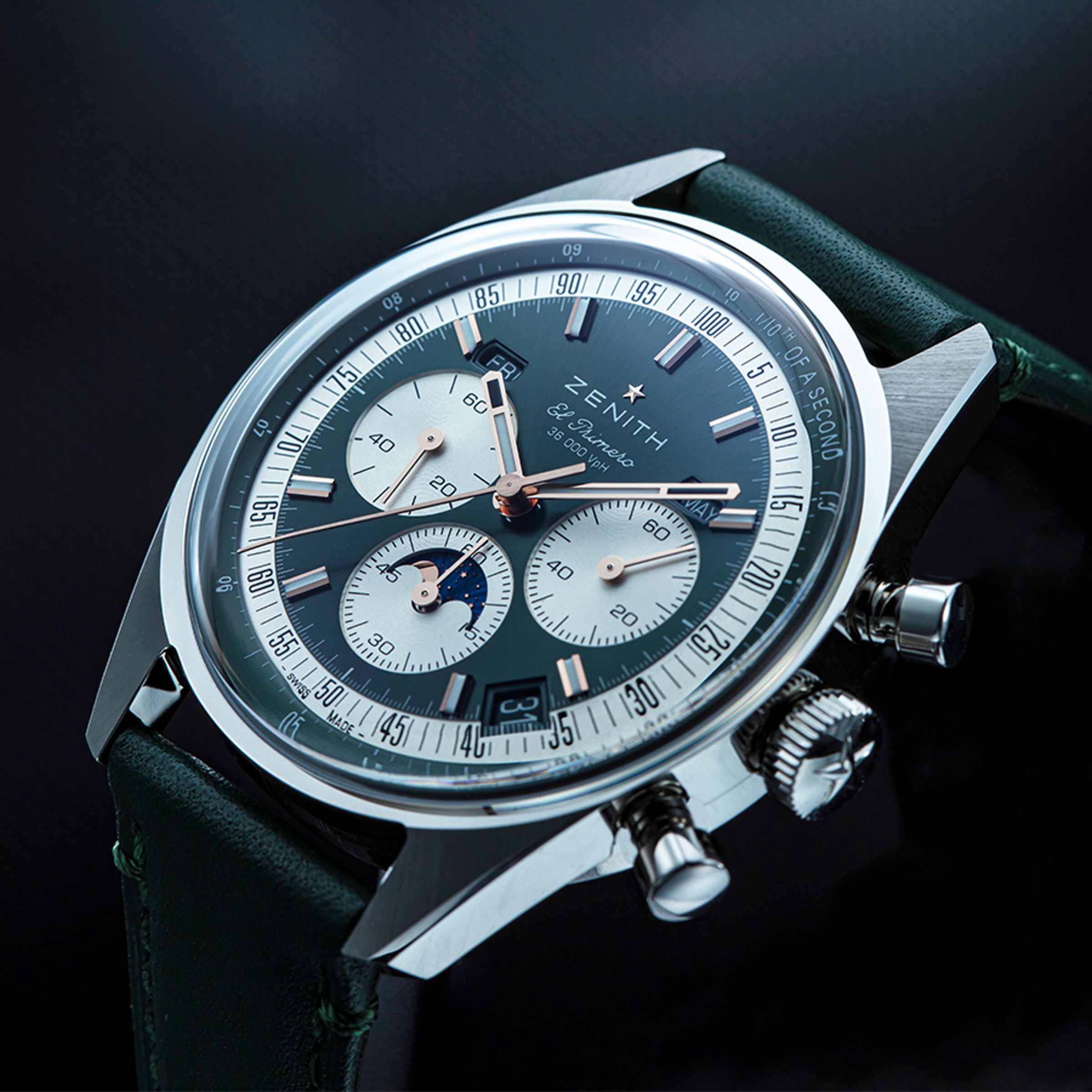 Chronomaster Original Triple Calendar｜錶徑38mm／不鏽鋼錶殼／時、分、小秒指示；計時碼錶功能；日期、日期、月份、月相顯示／El Primero 3610型自動上鍊機芯／防水50米／定價NTD 469,500（專賣店限定款）