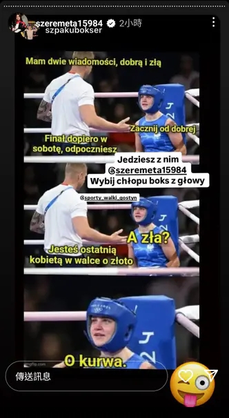 波蘭選手日前在IG貼出一張對話圖，疑似質疑林郁婷性別。（翻攝自Dcard）