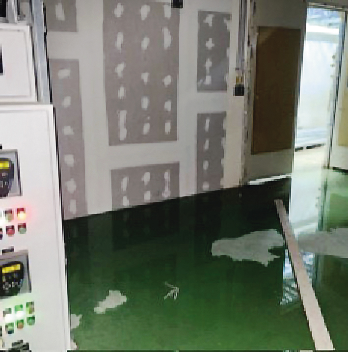 站體積水 連日豪雨,桃捷綠線部分站體出現積水,儀控螢幕也因此受潮。(讀者提供)
