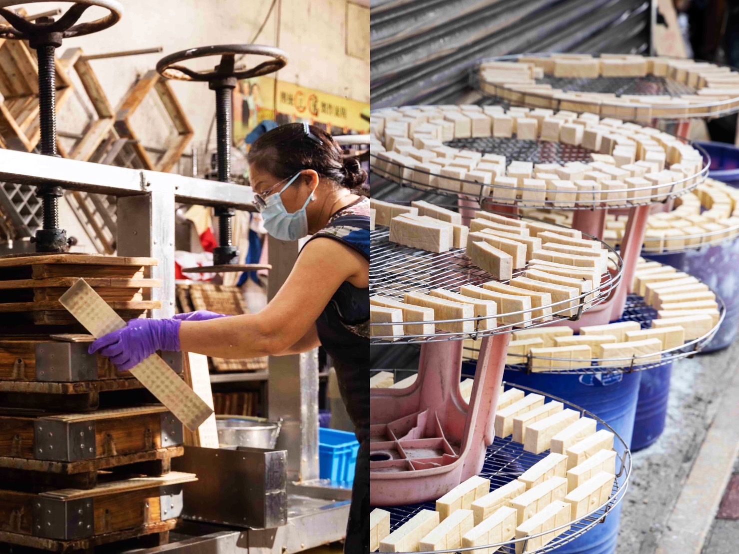 新埔老街上的「錦興豆腐店」已傳承至第四代，所有產品都是純手工製作。     