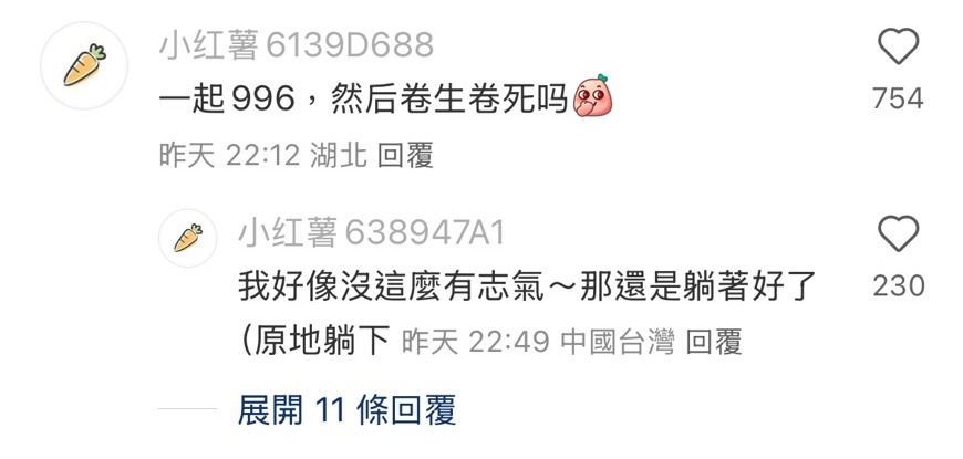 作者好奇發問「灣灣為什麼不回來跟咱們一起享福」，底下回覆意外理性。（翻攝自小紅書）