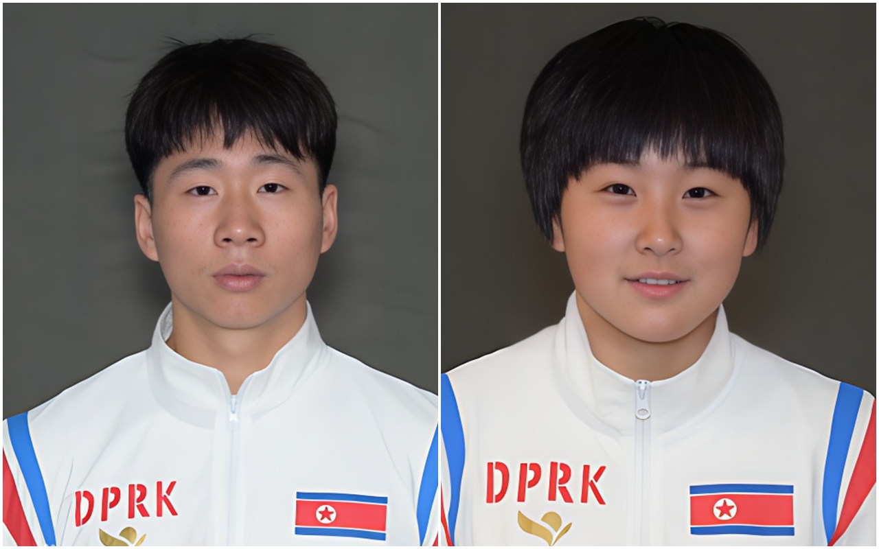 北韓選手李正植（左）／金琴英（右）奪下2024巴黎奧運桌球混雙銀牌，返國後遭到思想審查。（翻攝自百度）