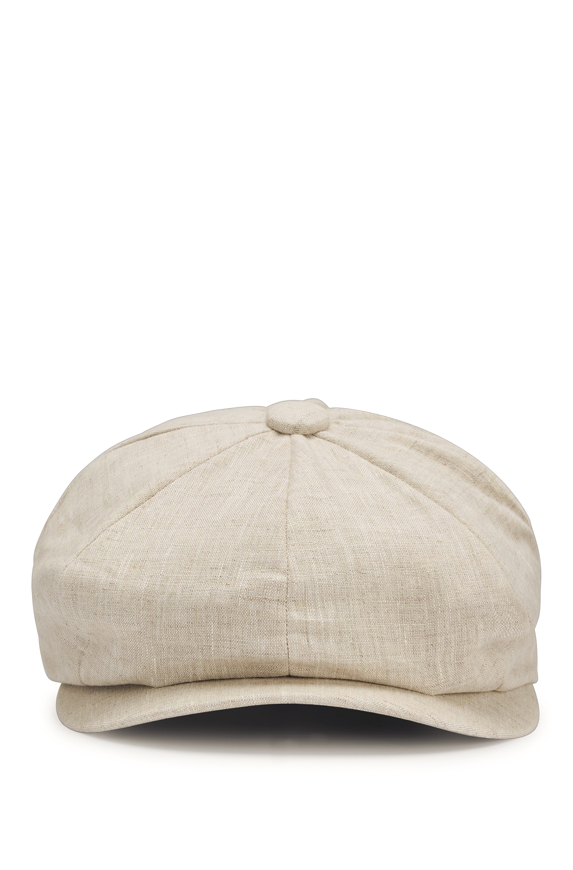 BECKHAM x BOSS系列米色亞麻報童帽，NT$3,500。（BOSS提供）
