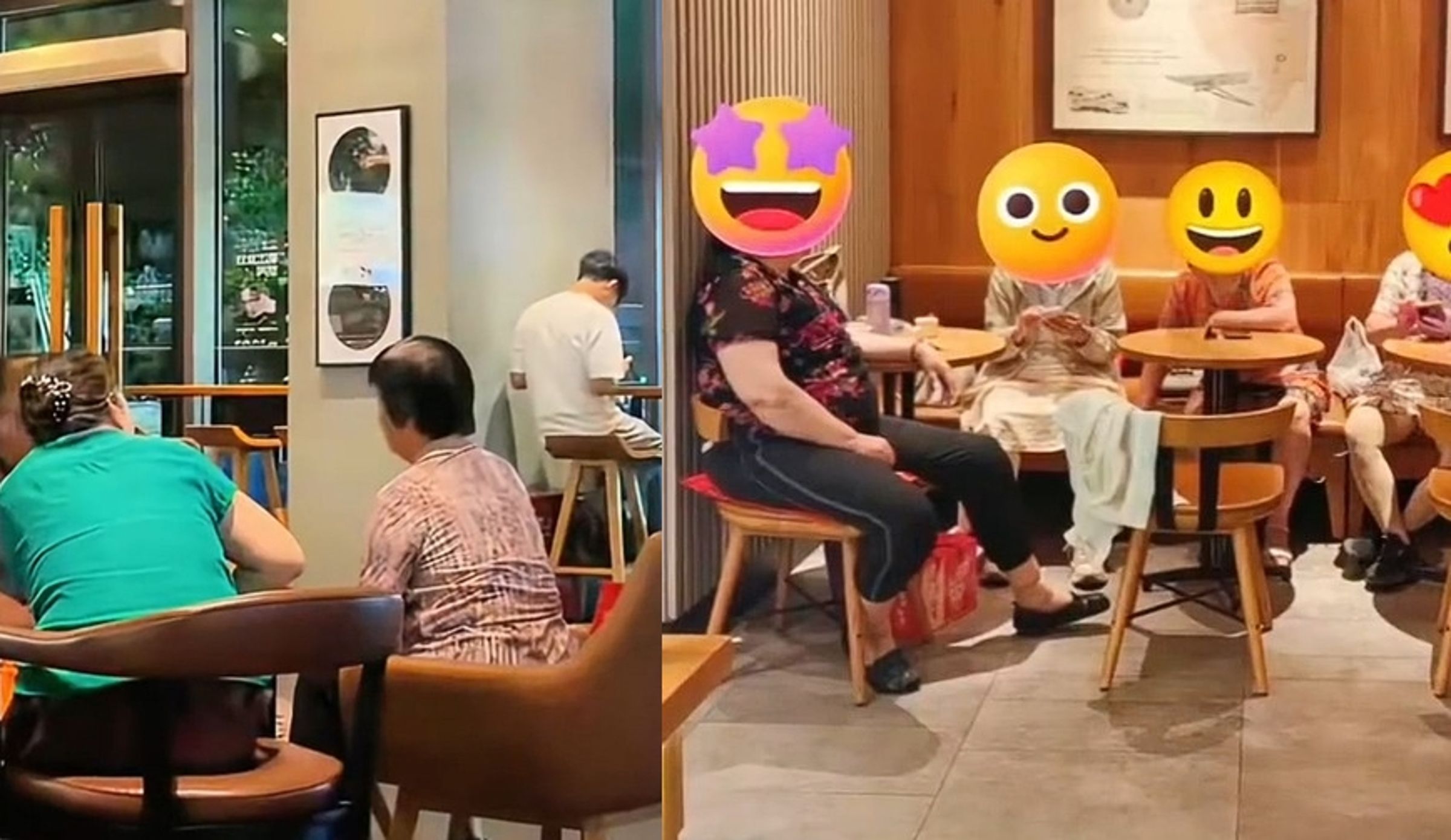 江蘇常州某間星巴克常被老人長時間霸位不消費。（翻攝微博）
