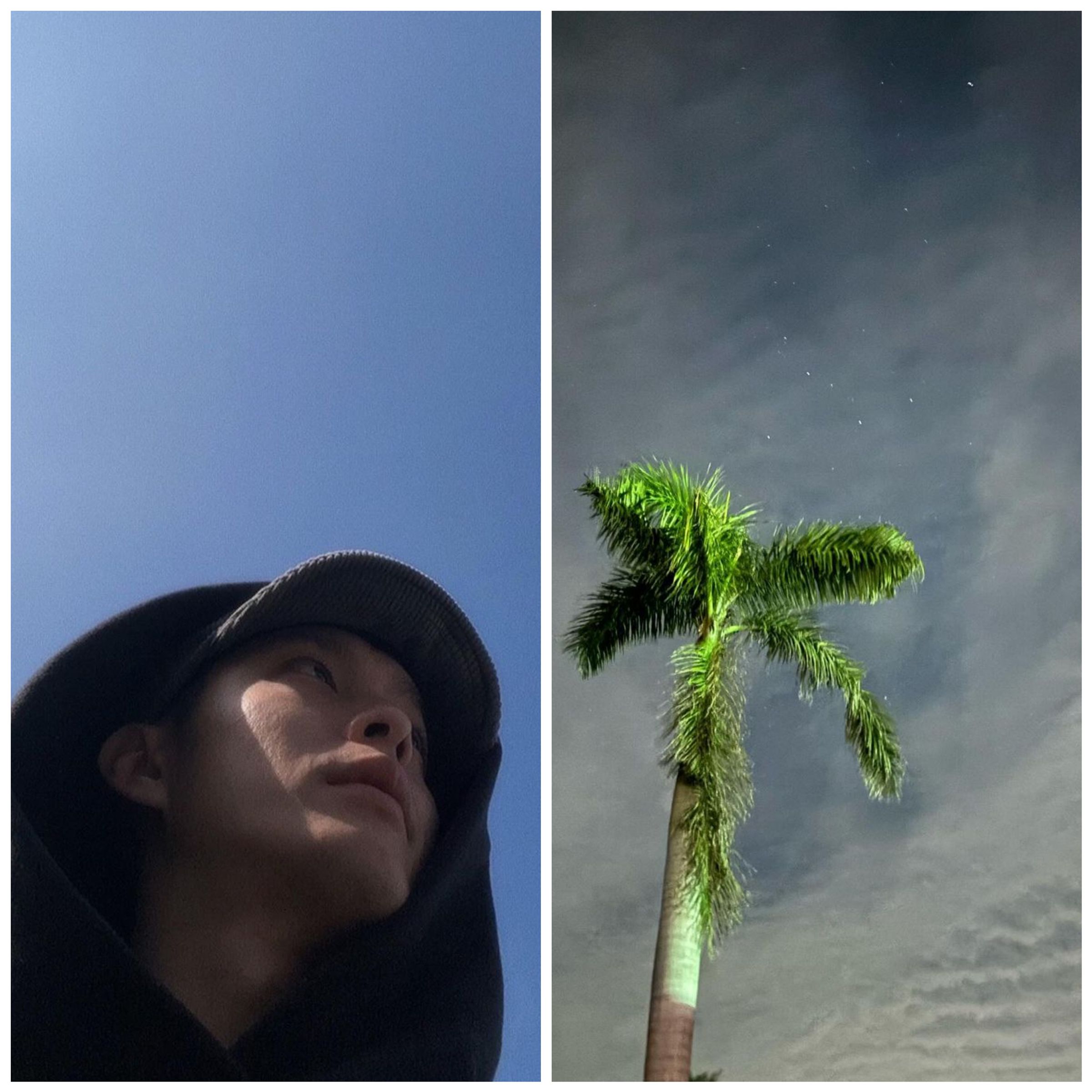 曹佑寧分享了2張天空圖,配上詩意文案,卻慘遭女友王淨吐槽「到底在詩情畫意什麼」。(翻攝自曹佑寧IG)