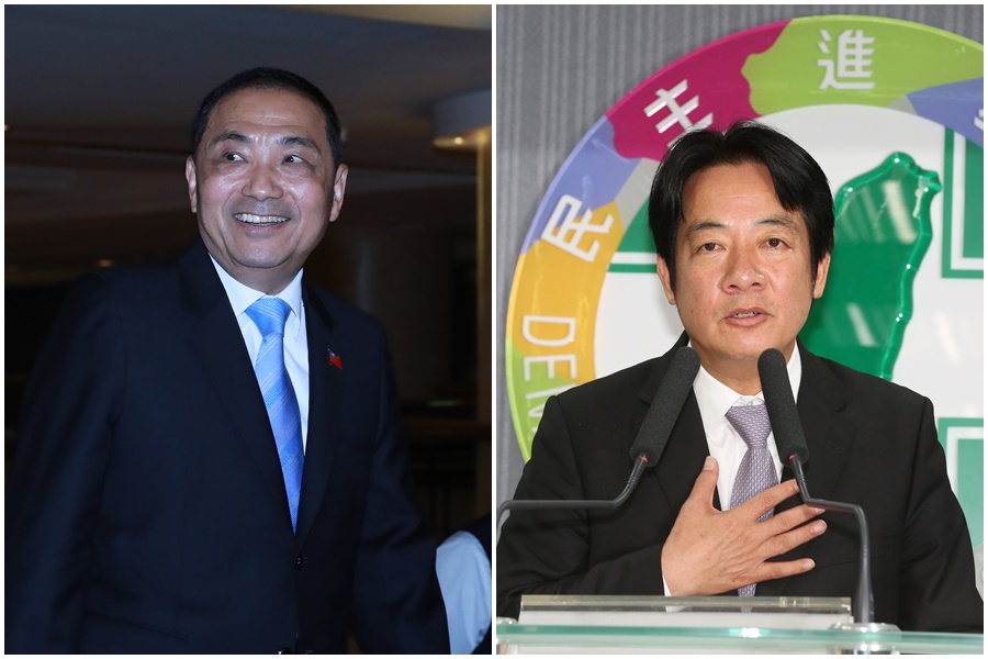 針對侯友宜（左）被民進黨批「自放颱風假」，新北市府、市議員皆跳出來反指，颱風「小犬」襲台之際，只有賴清德（右）在跑競選行程。（本刊資料照）