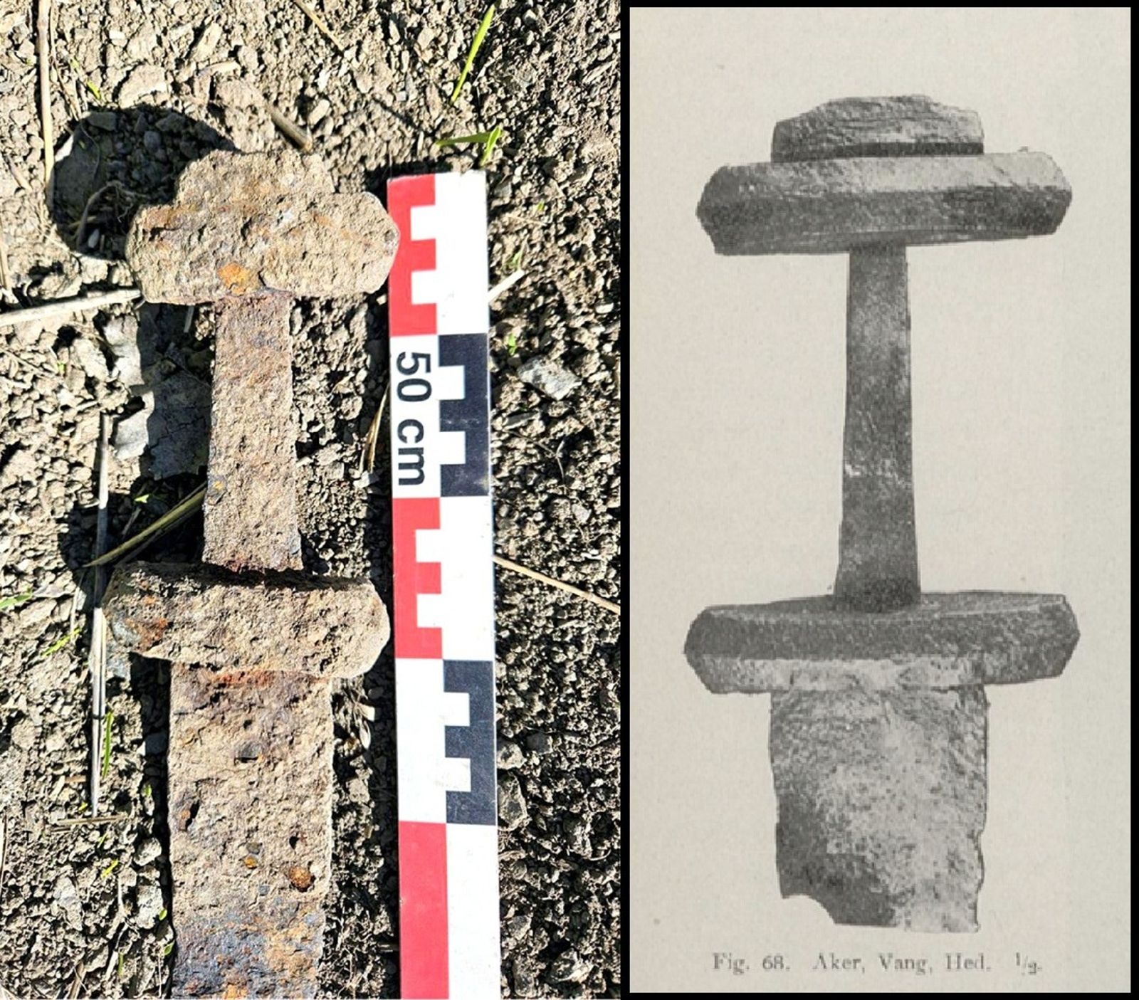 考古學家比對古劍護手造型後，推測這把劍來自斯堪地那維亞「墨洛溫時期」，約為西元550年至880年間的文物。（翻攝Kulturarv i Innlandet臉書）