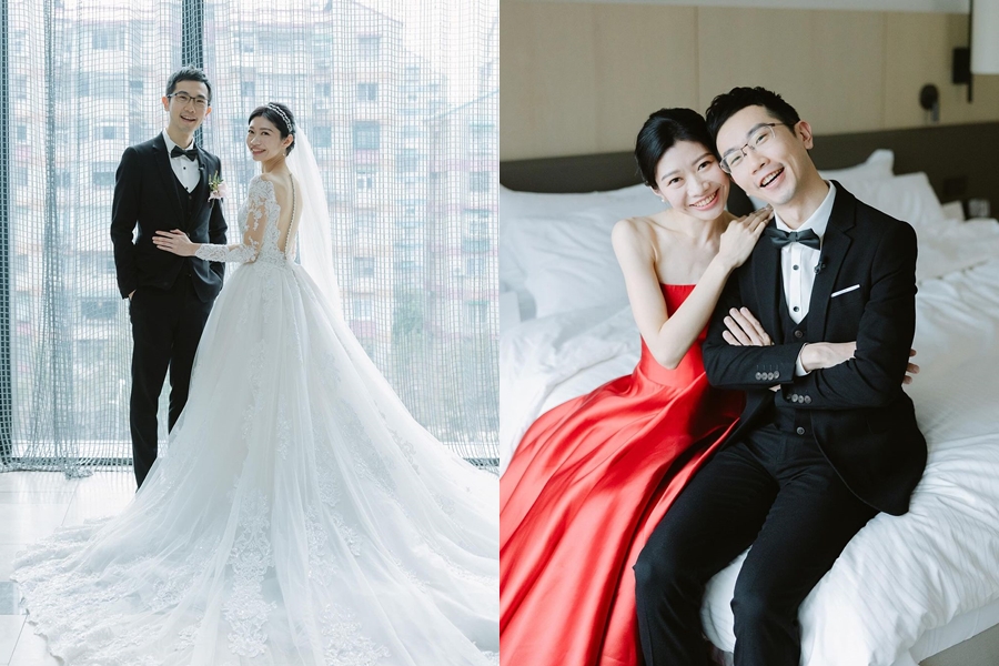 以分享醫學知識出名的YouTuber蒼藍鴿，昨日在IG分享婚禮照片。（翻攝自@ohhiyao_photography IG）