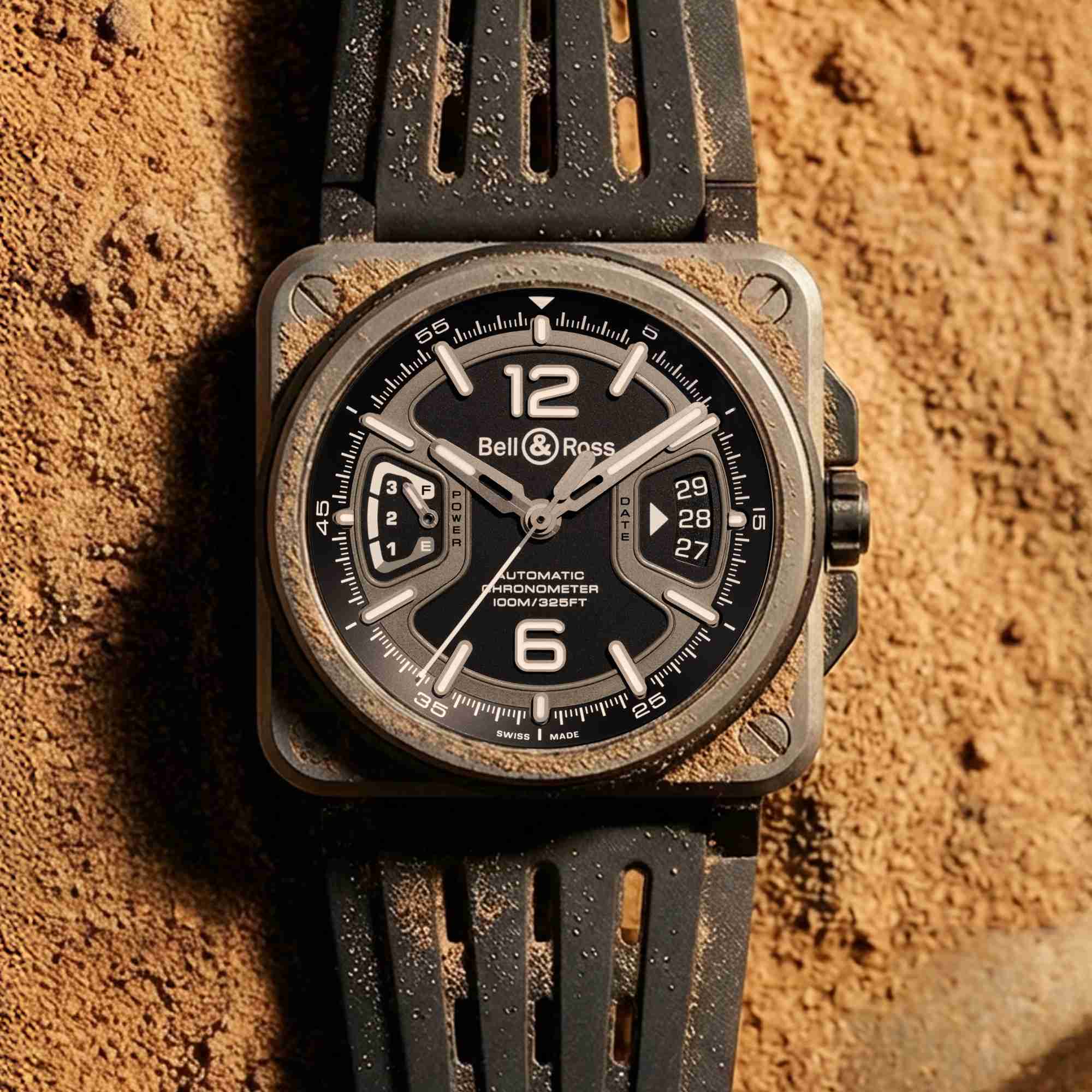 BELL & ROSS 與 Defender Rally 車隊合作，主題聚焦在 BR-X3 系列，定位在「專業運動與探險時計」。定價約NT$279,000