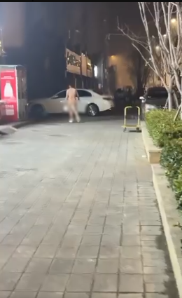 男子的下體夾著一根長約30公分的物體。（翻自X平台）