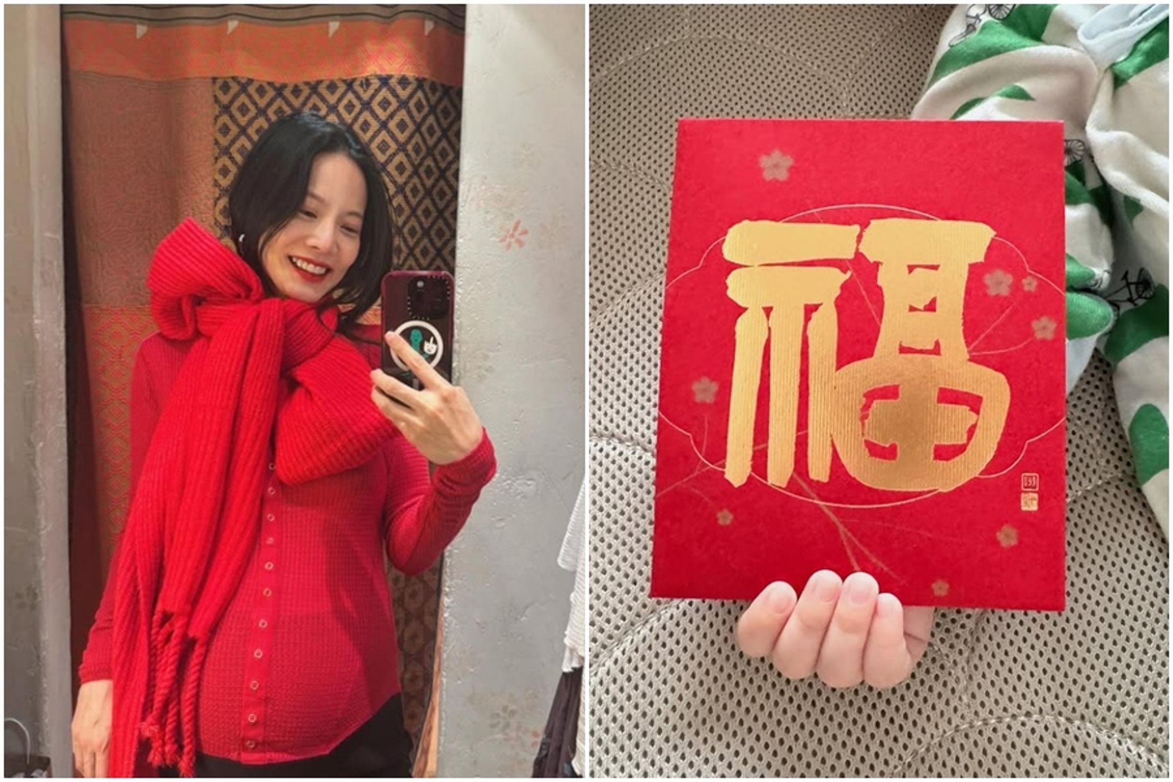 曾之喬今(2日)在社群網站曬出兒子的小手手向大家拜年。(翻攝自IG chiaochiaotzeng)