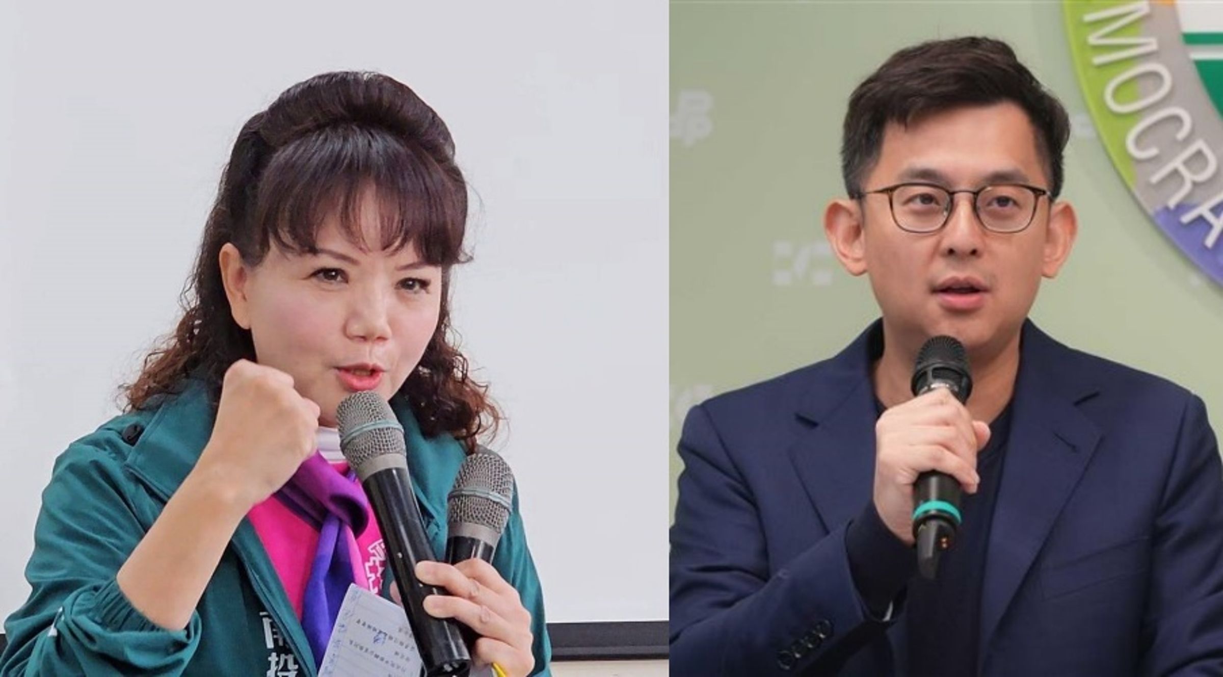 民進黨南投縣議員陳玉鈴(左)罷免案未過,民進黨發言人卓冠廷(右)也發聲力挺。(翻攝自陳玉鈴臉書/民進黨提供)