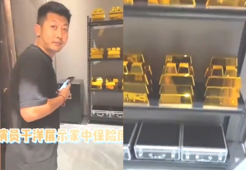 中國演員于洋驚傳收藏4噸黃金,影片在網路瘋傳引發質疑。(翻攝微博)